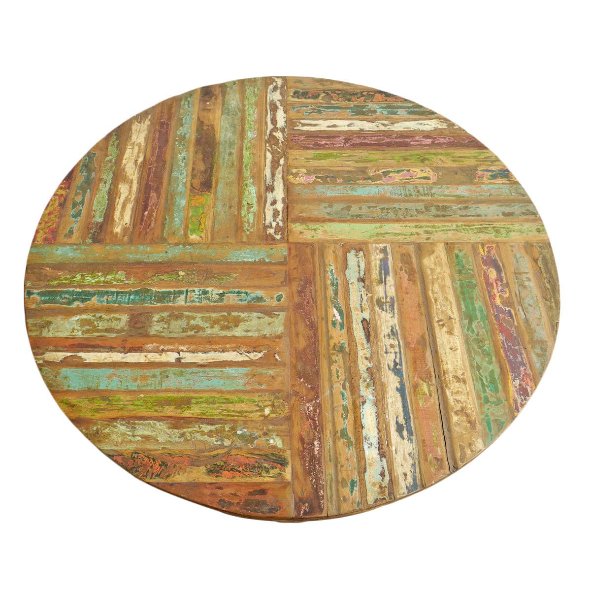 Salvaged Round Boat Wood Coffee Table - Thumbnail 6