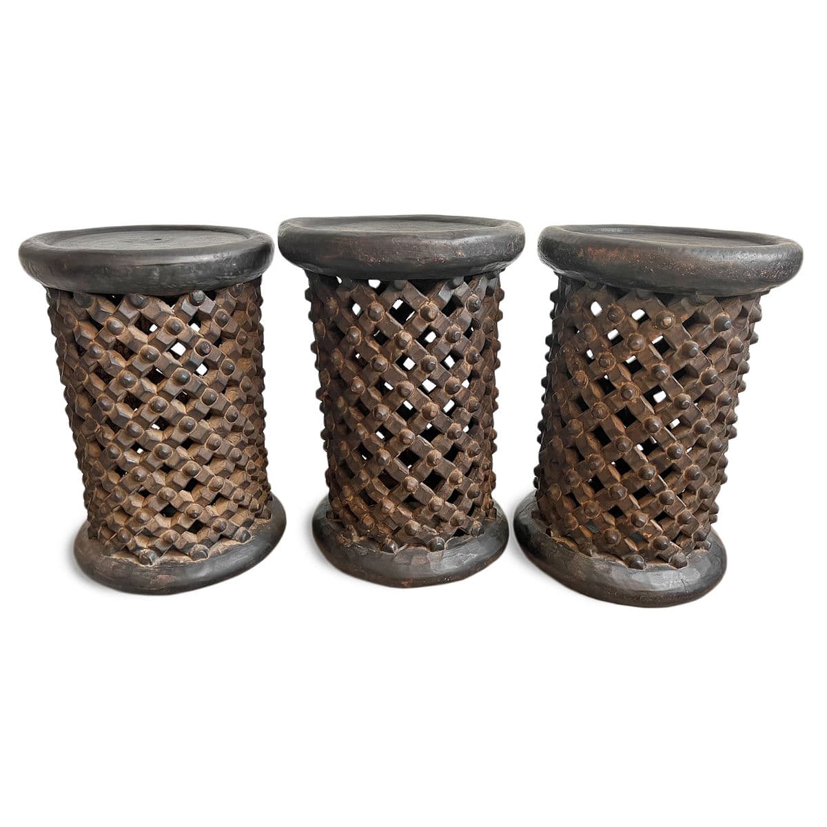 Bamileke Tall Side Table Stool - Thumbnail 6