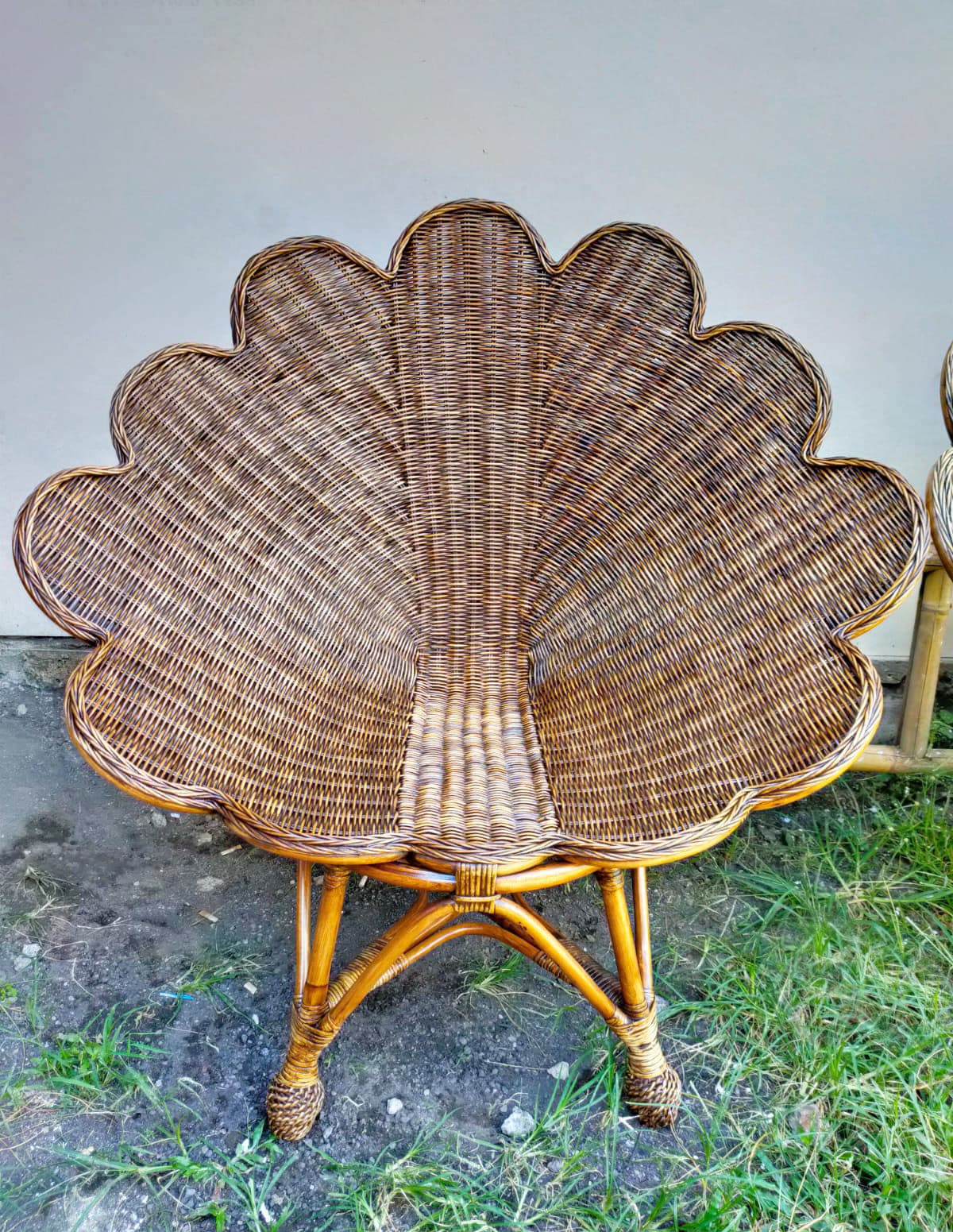 Tea Stain Wicker Shell Chair - Thumbnail 6