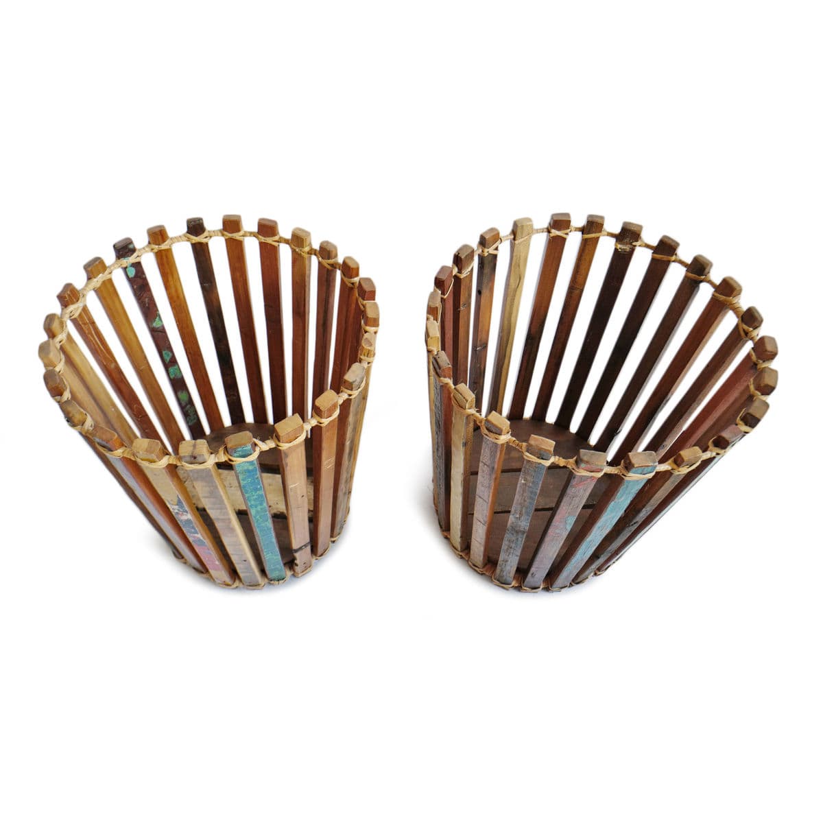 Salvaged Boat Wood Basket Medium - Thumbnail 6