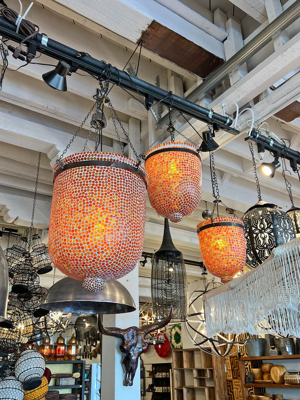 Orange Mosaic Bucket Pendant Large - Thumbnail 6