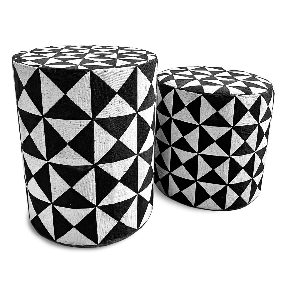 Black & White Yoruba Beaded Stool Table Medium - Thumbnail 6