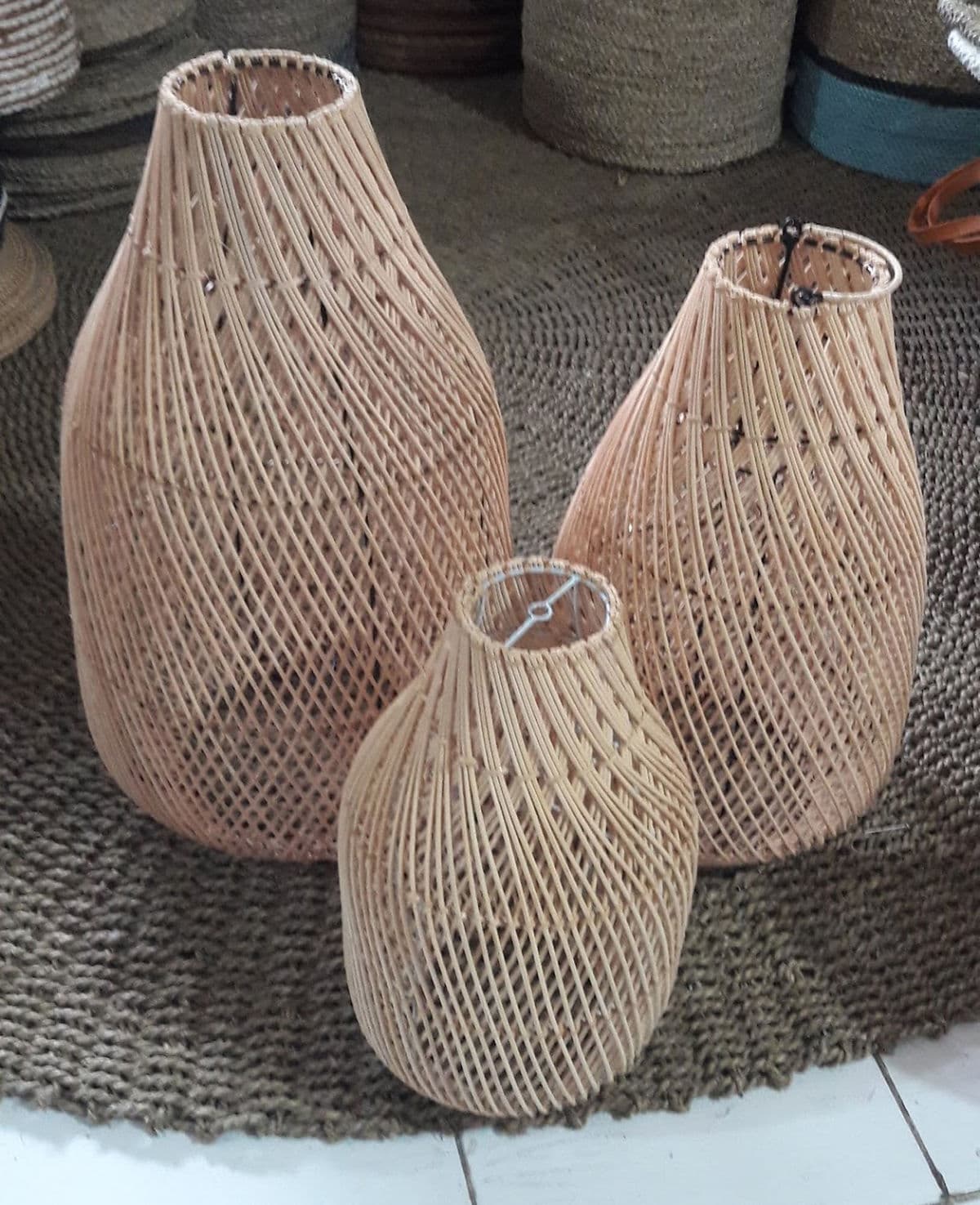 Raw Rattan Bottle Lantern Small - Thumbnail 6