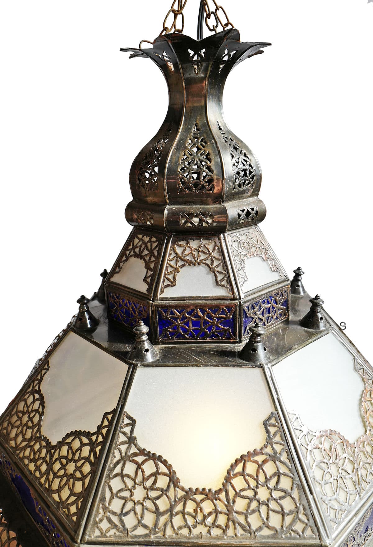 Blue & White Moroccan Pendant Light - Thumbnail 6
