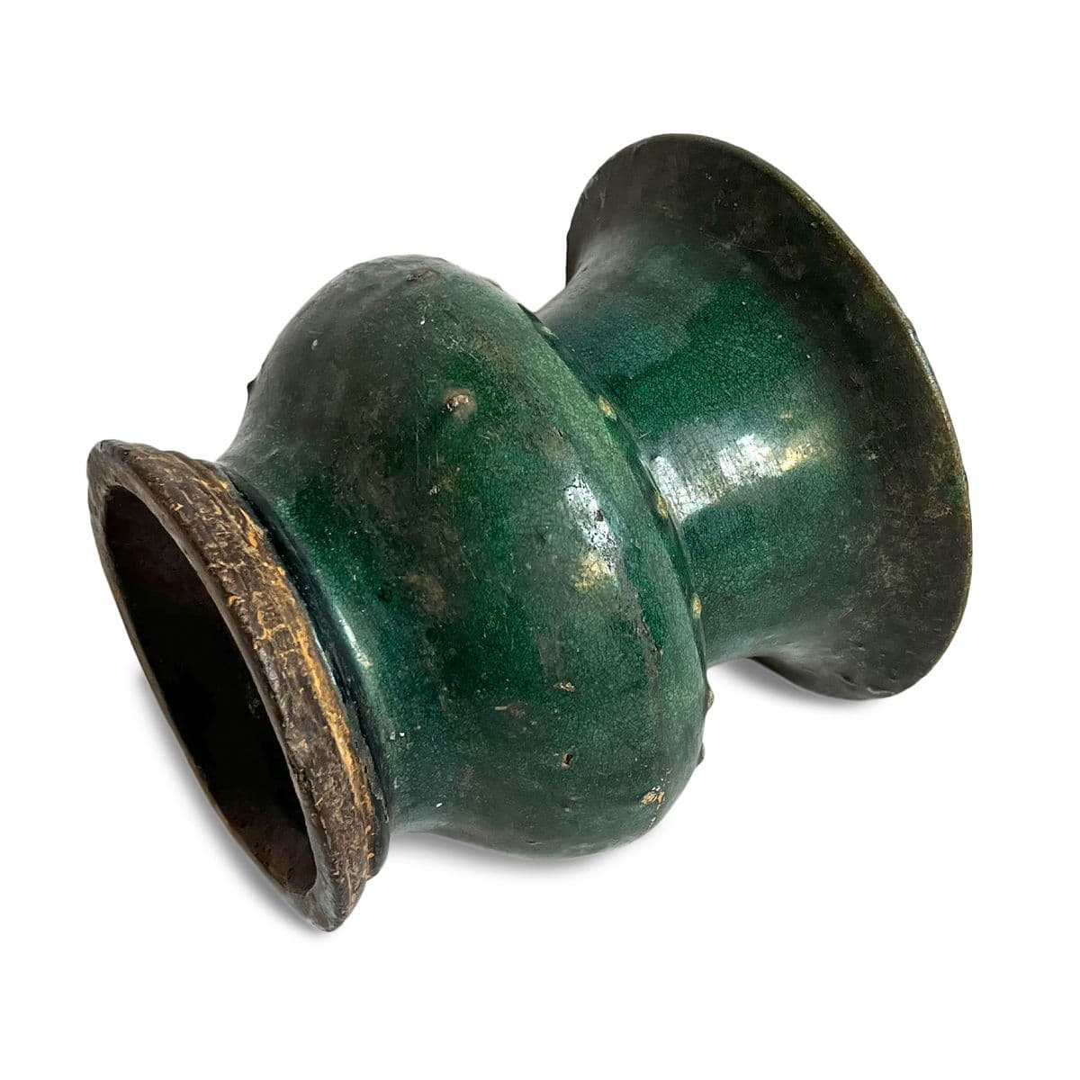 Antique Jade Green Ceramic Vase - Thumbnail 6