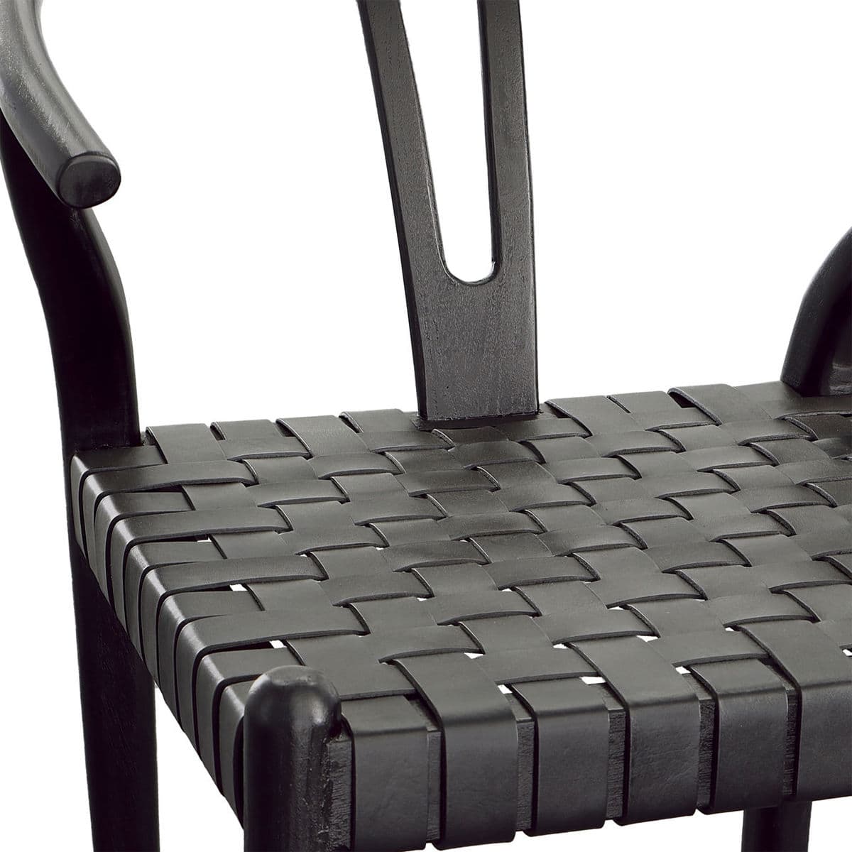 Black Horseshoe Leather & Teak Counter Stool - Thumbnail 6