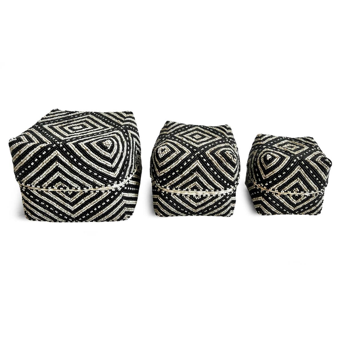 Bamboo Beaded Box Black & Tan X-Small - Thumbnail 6