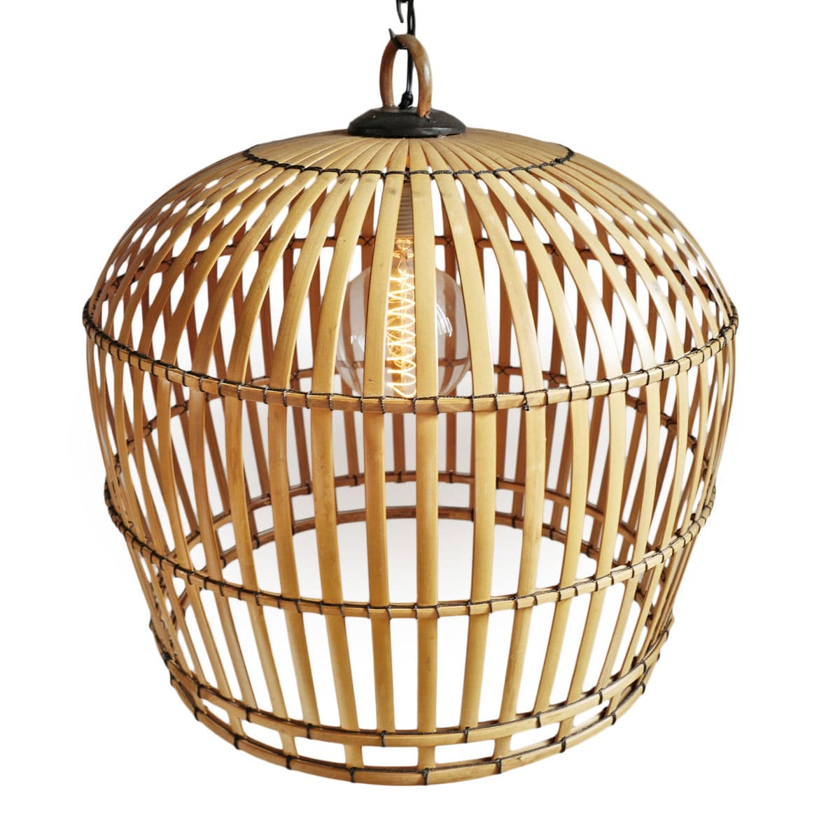 Bamboo Strip Cage Pendant Light - Thumbnail 6