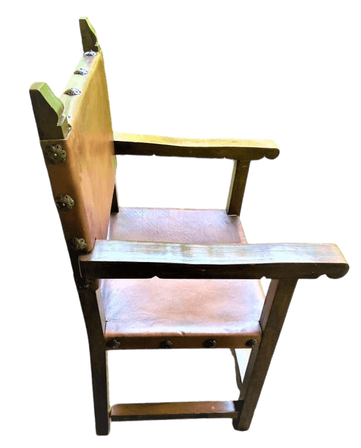 Artes De México Internacionales Hacienda Leather Arm Chair - Made in 1960s - Thumbnail 6