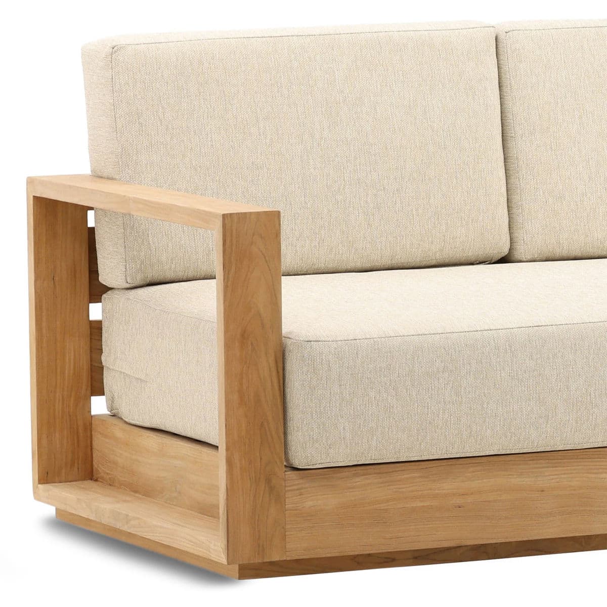 Outdoor Sand & Teak Sofa - Thumbnail 6