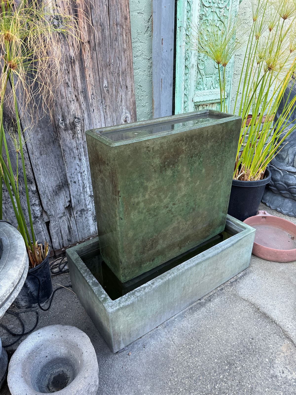 Modern Green Cement Box Fountain - Thumbnail 6