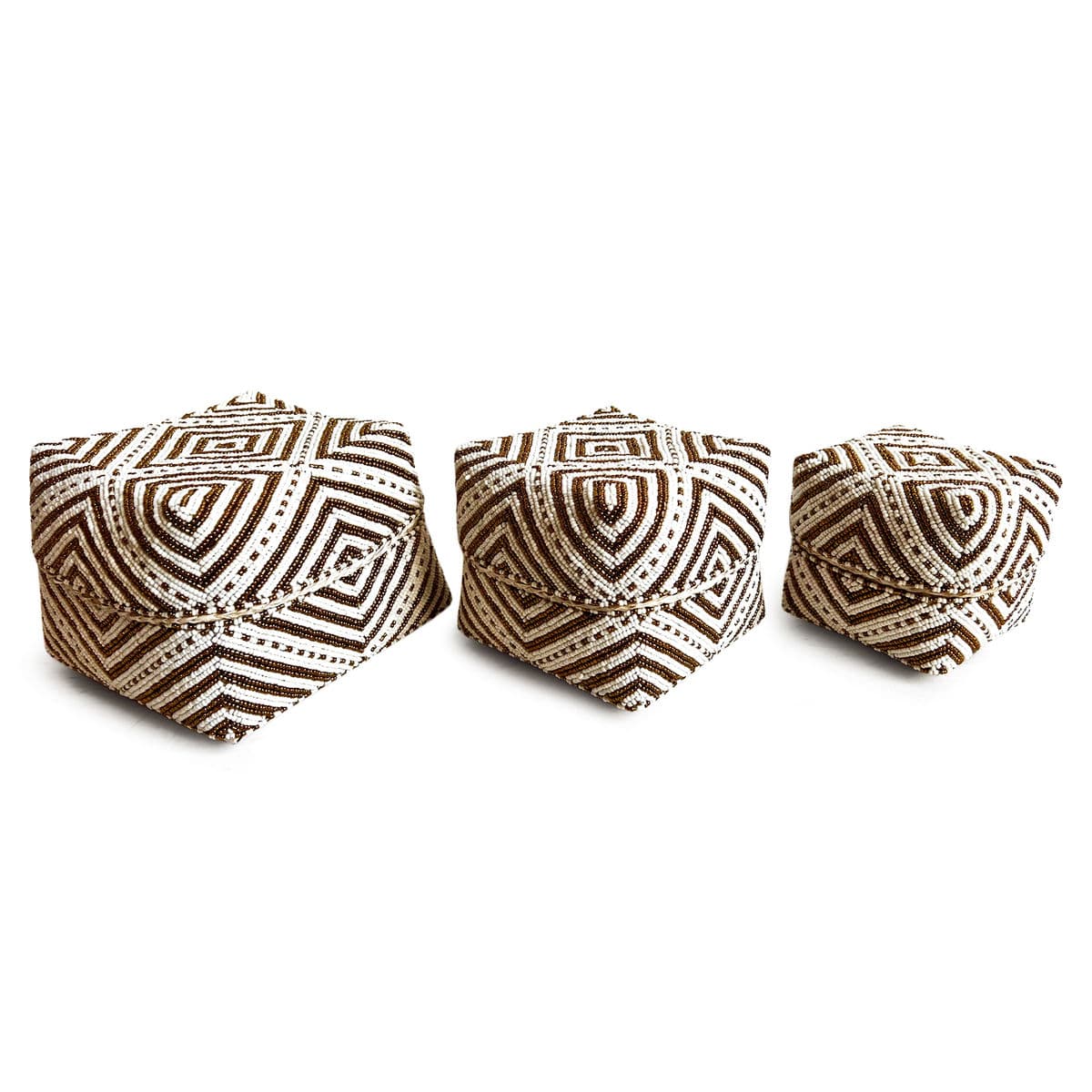 Bamboo Beaded Box White & Gold Medium - Thumbnail 6