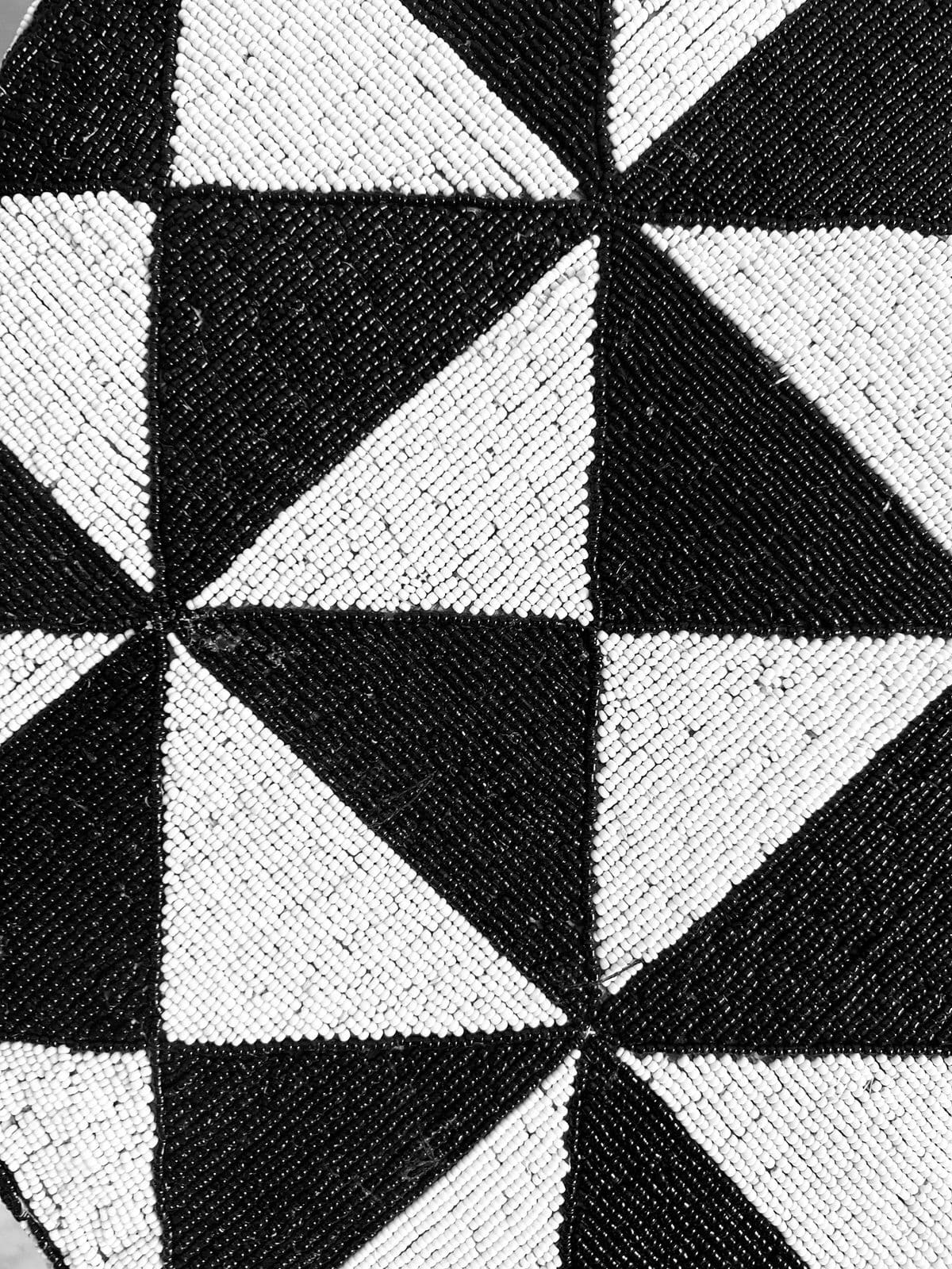 Black & White Yoruba Beaded Stool Table Small - Thumbnail 6