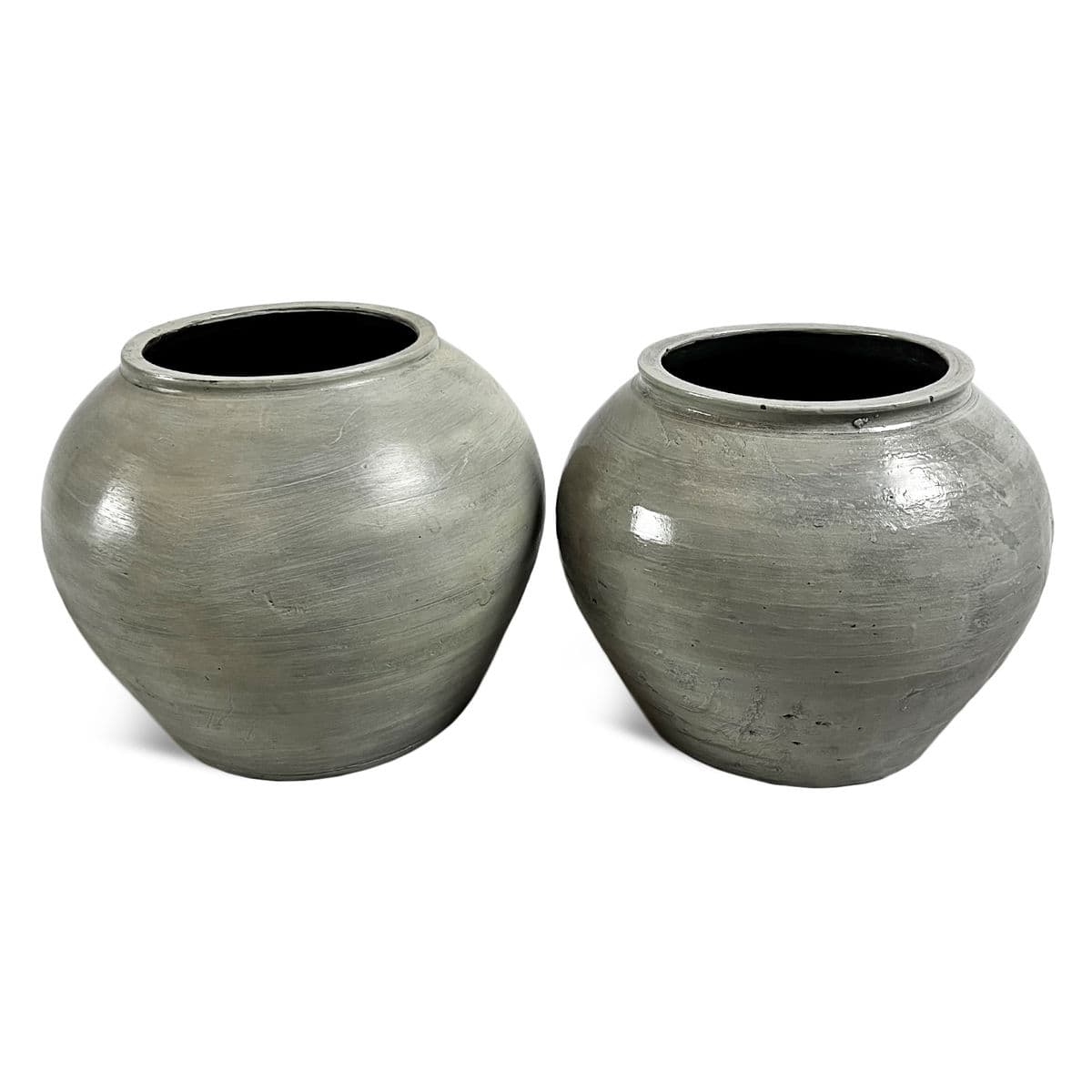 Vintage Grey Glaze Terra Cotta Pot - Thumbnail 6
