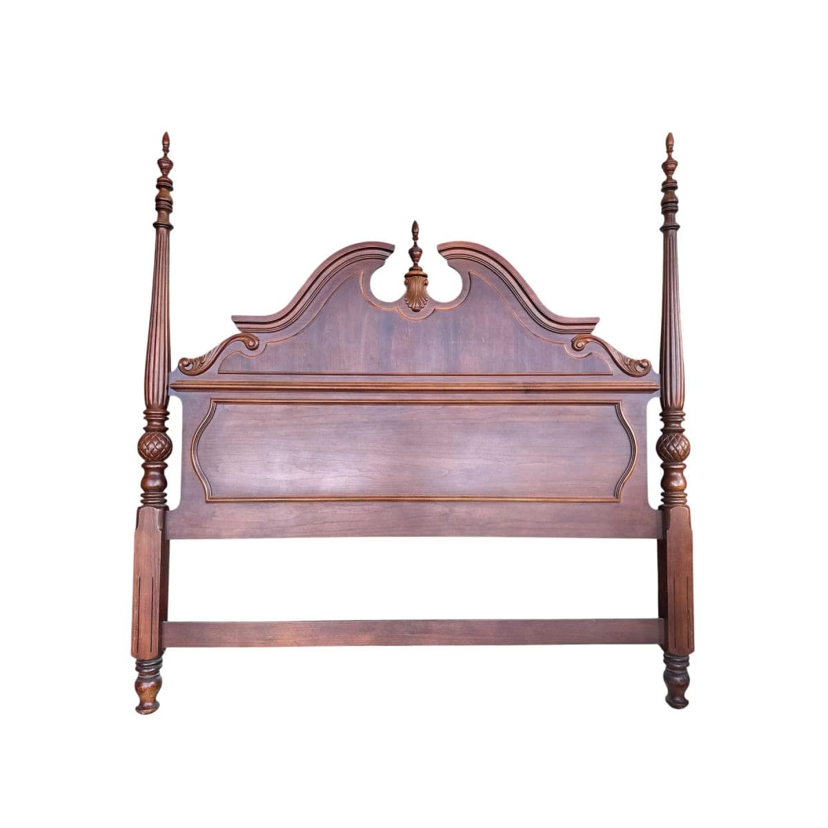King Size Stanley Furniture Cherry Wood Chippendale Style Bed - Made in North Carolina in 1998 - Thumbnail 6