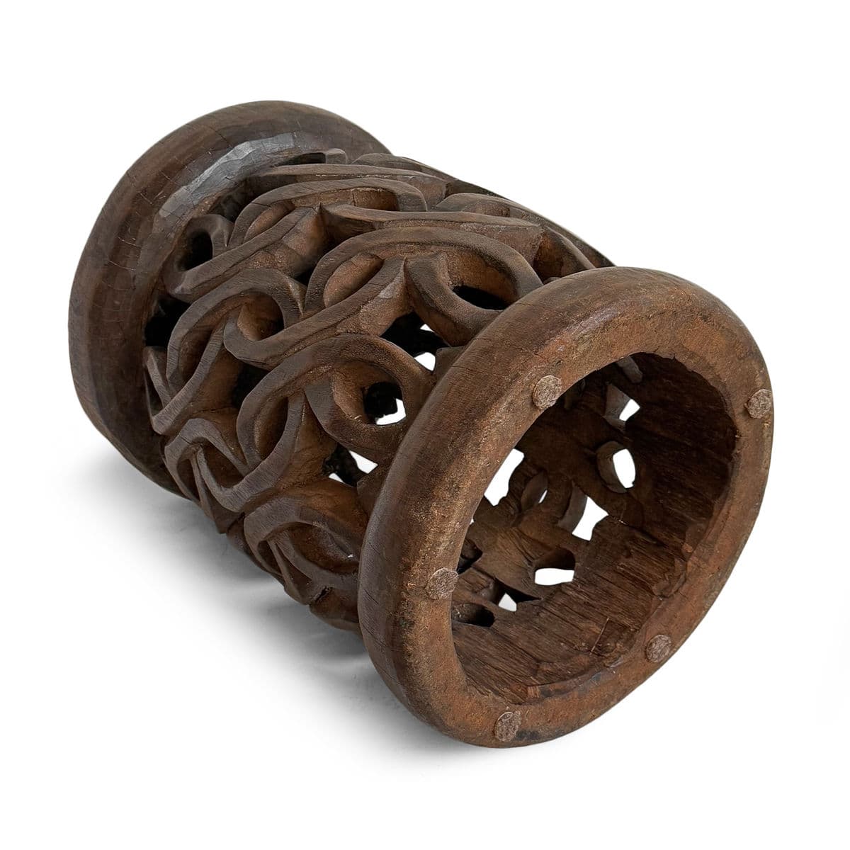 Vintage Flower Bamileke Stool - Thumbnail 6