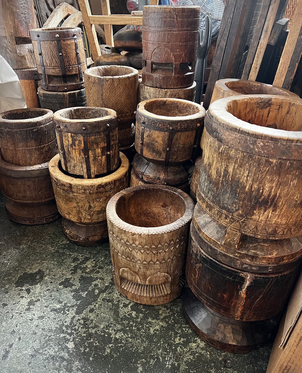 Old India Wood Pestle Pot - Thumbnail 6