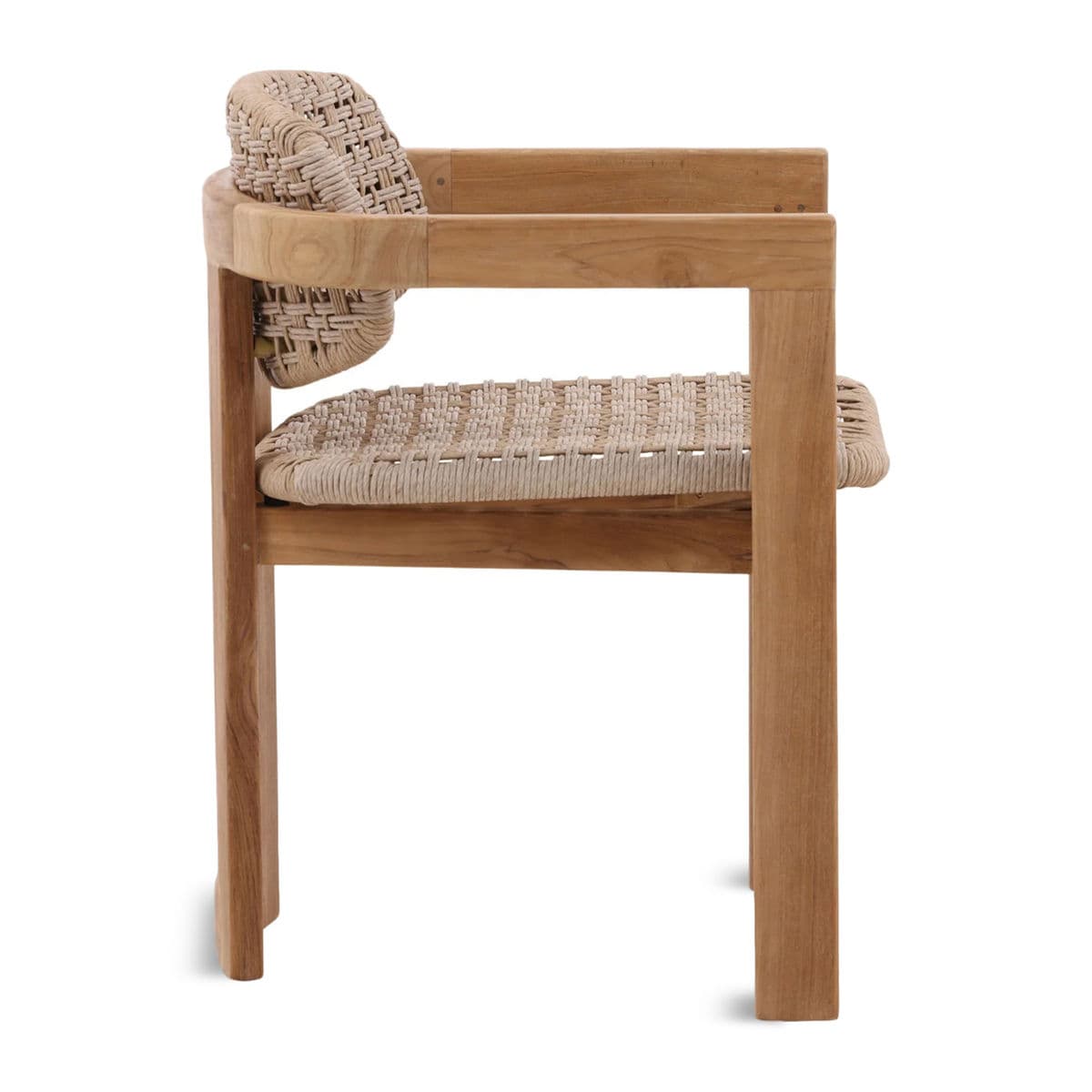 Latte Faux Wicker & Teak Outdoor Dining Chair - Thumbnail 6