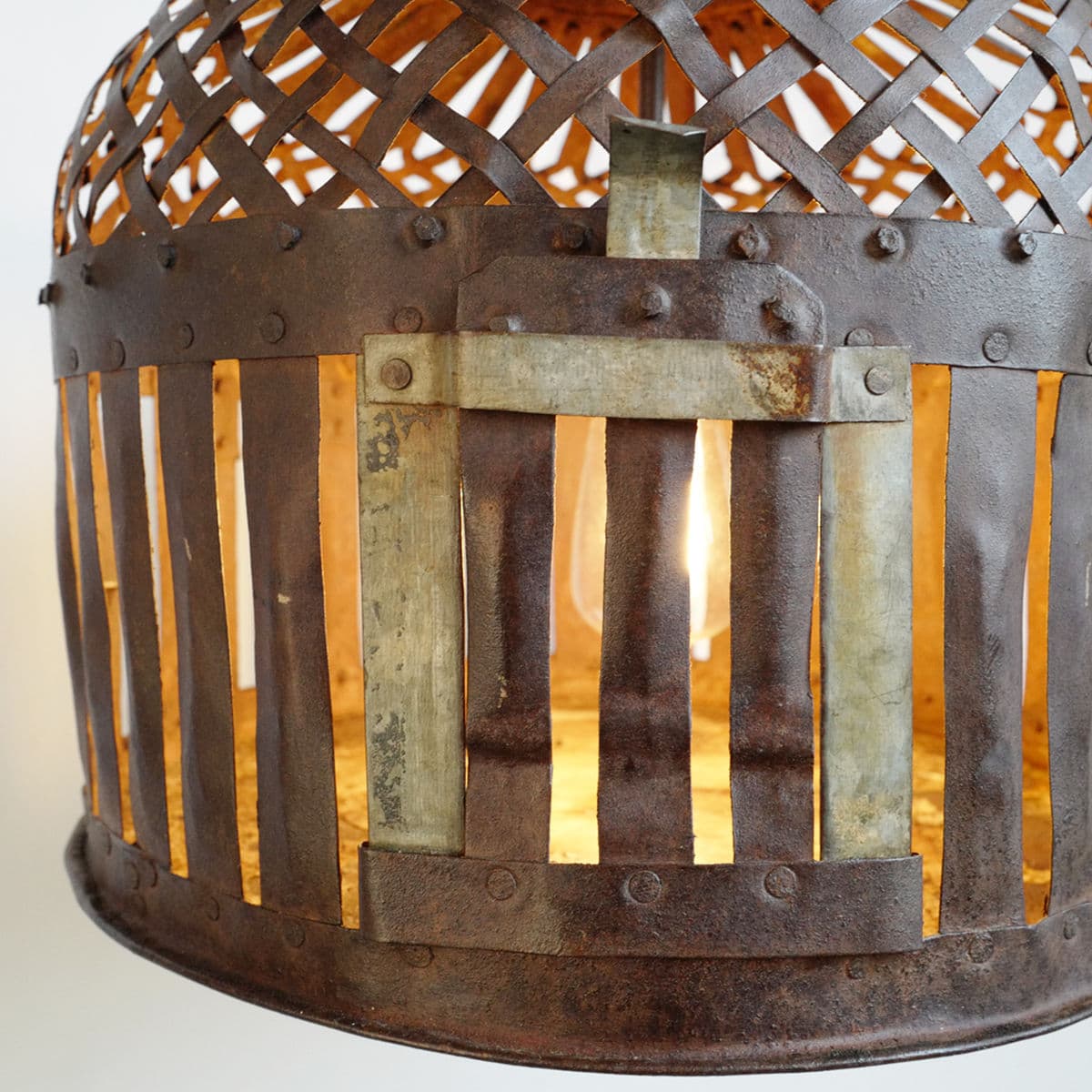 Industrial Iron Basket Cage Lantern - Thumbnail 6