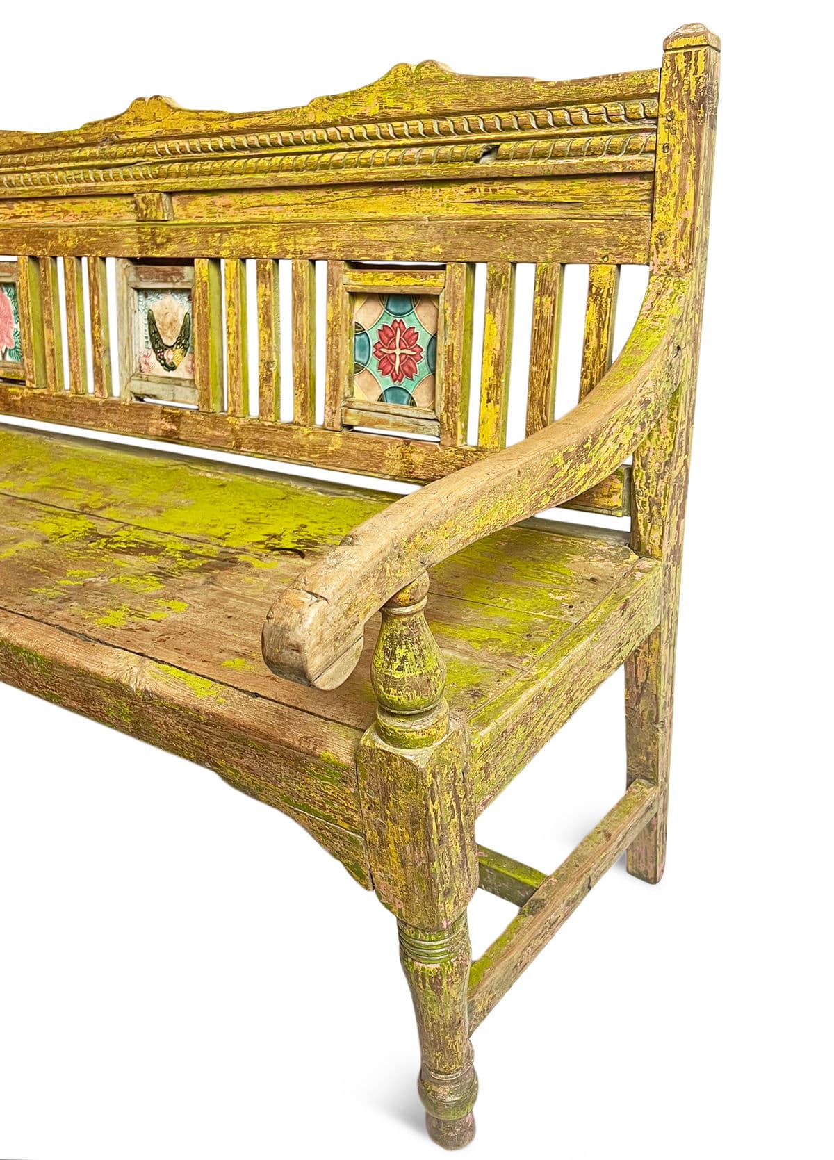 Chartreuse Vintage Colonial Bench - Thumbnail 6
