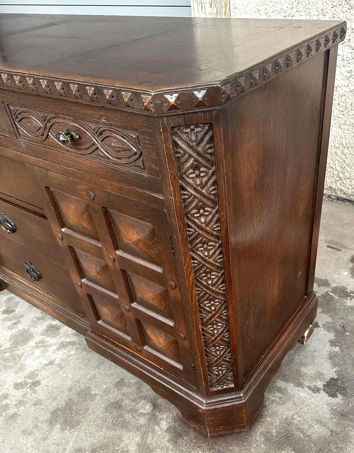 Romweber Viking Oak Arts & Crafts Sideboard or Credenza - Vintage 1950s, Attributed - Thumbnail 6