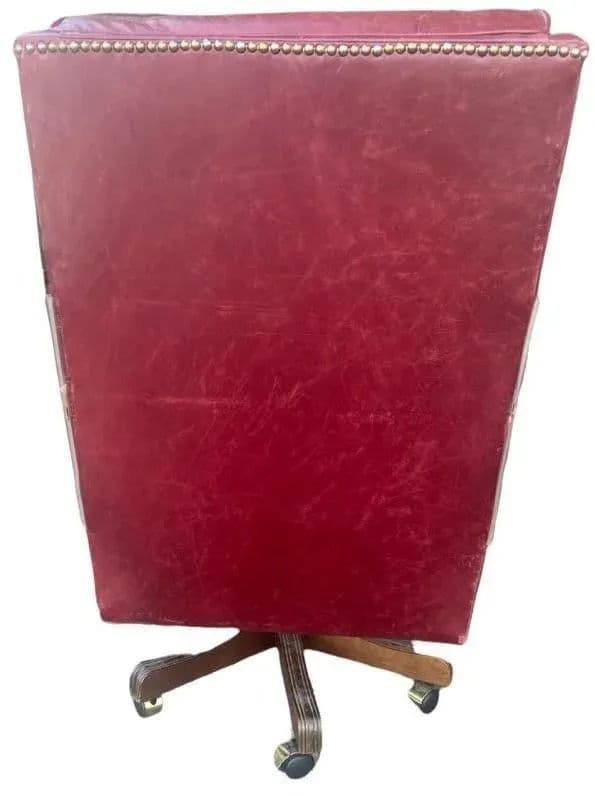 Hancock & Moore 'Hamilton' Red Leather Tall Executive Swivel Chair - Vintage Late 20th Century - Thumbnail 6