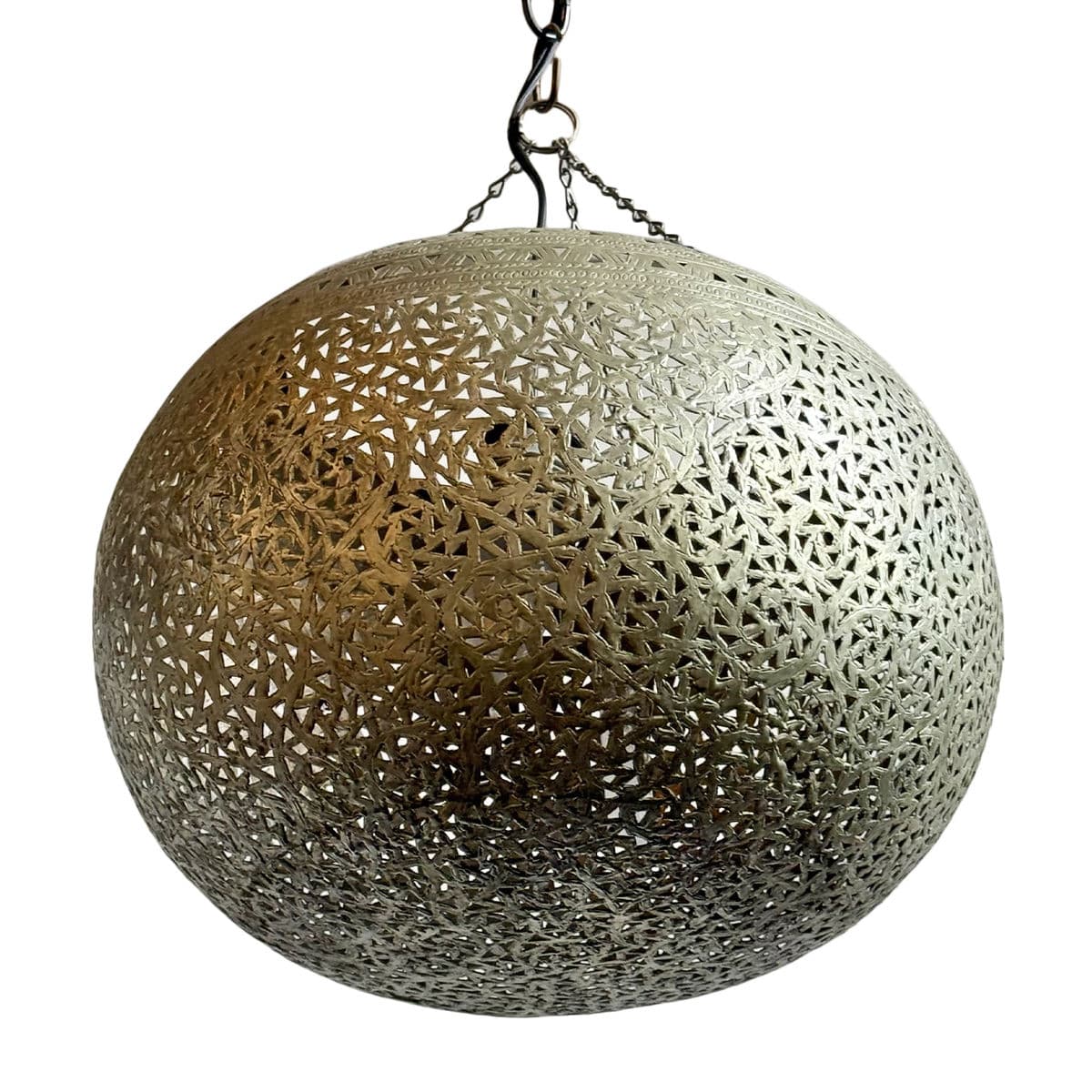 Vintage Nickel Bowl Moroccan Pendant Light - Thumbnail 6