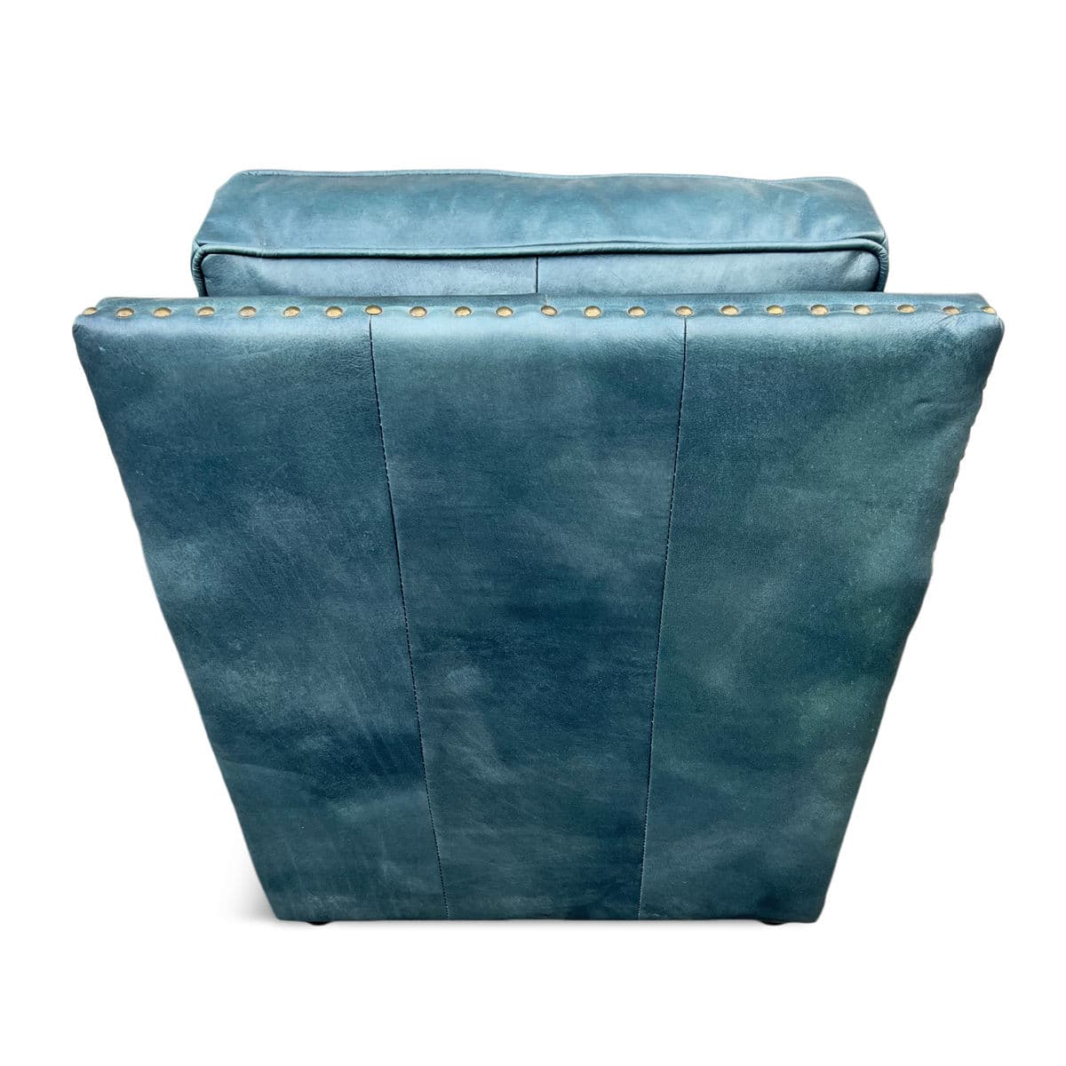 Blue Leather Rivet Club Chair - Thumbnail 6