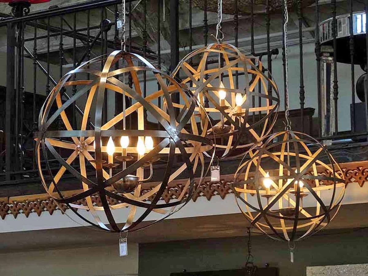 Vintage Iron Orb Strap Chandelier 30 - Thumbnail 6
