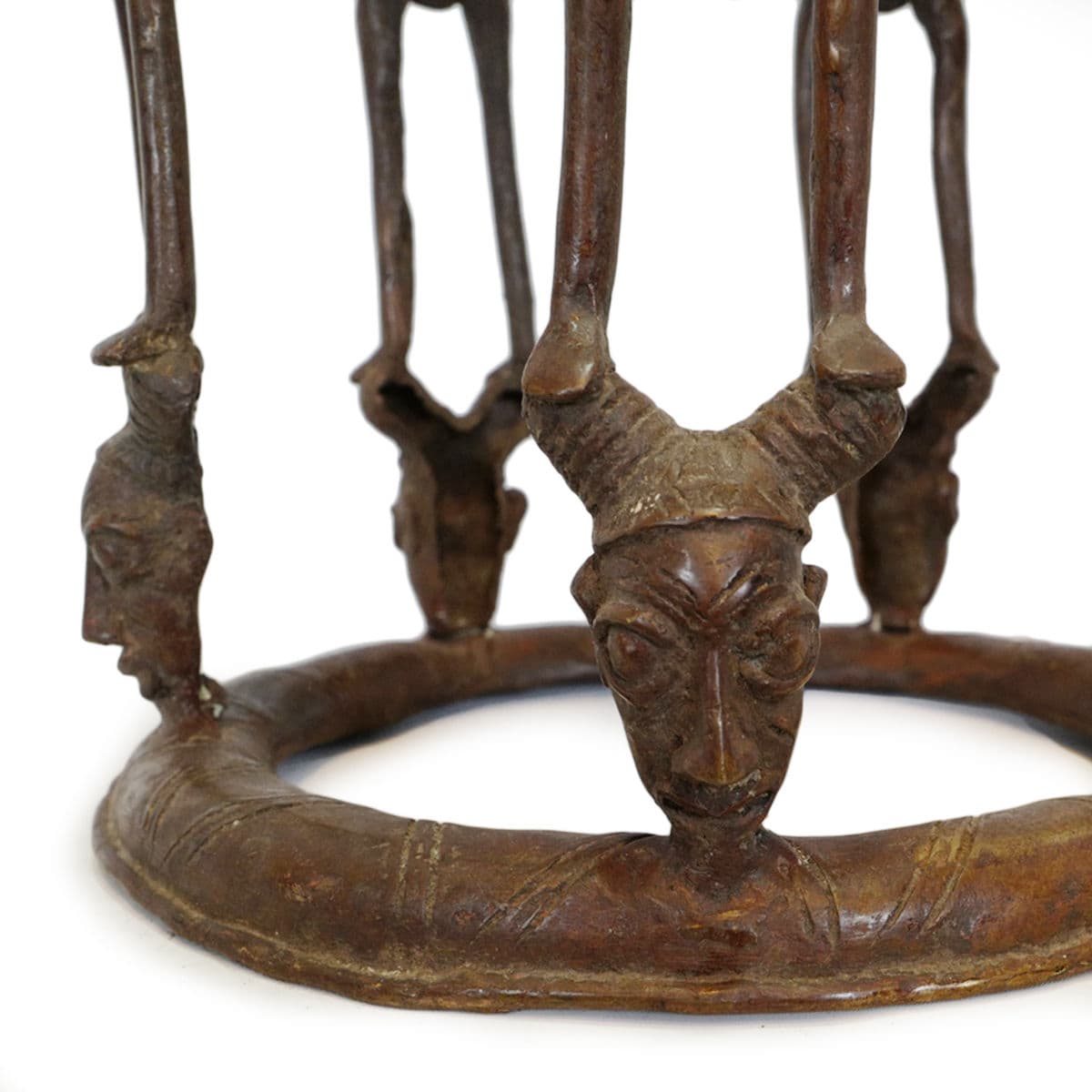Vintage Bronze Tikar Stool - Thumbnail 6
