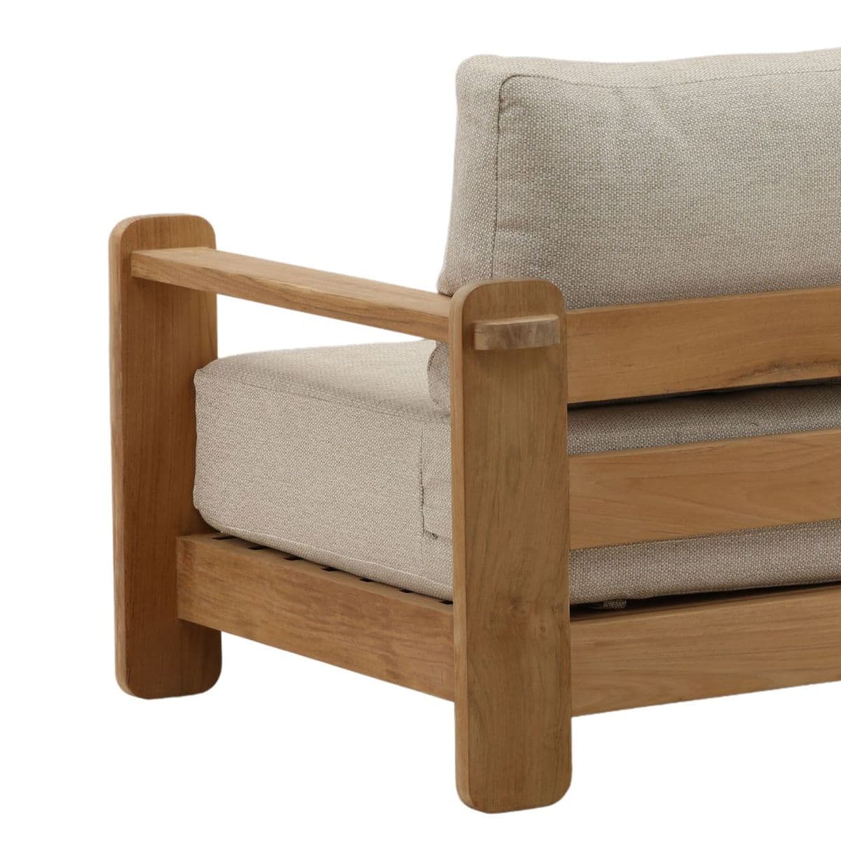 Outdoor Teak & Taupe Cushion Sofa - Thumbnail 6