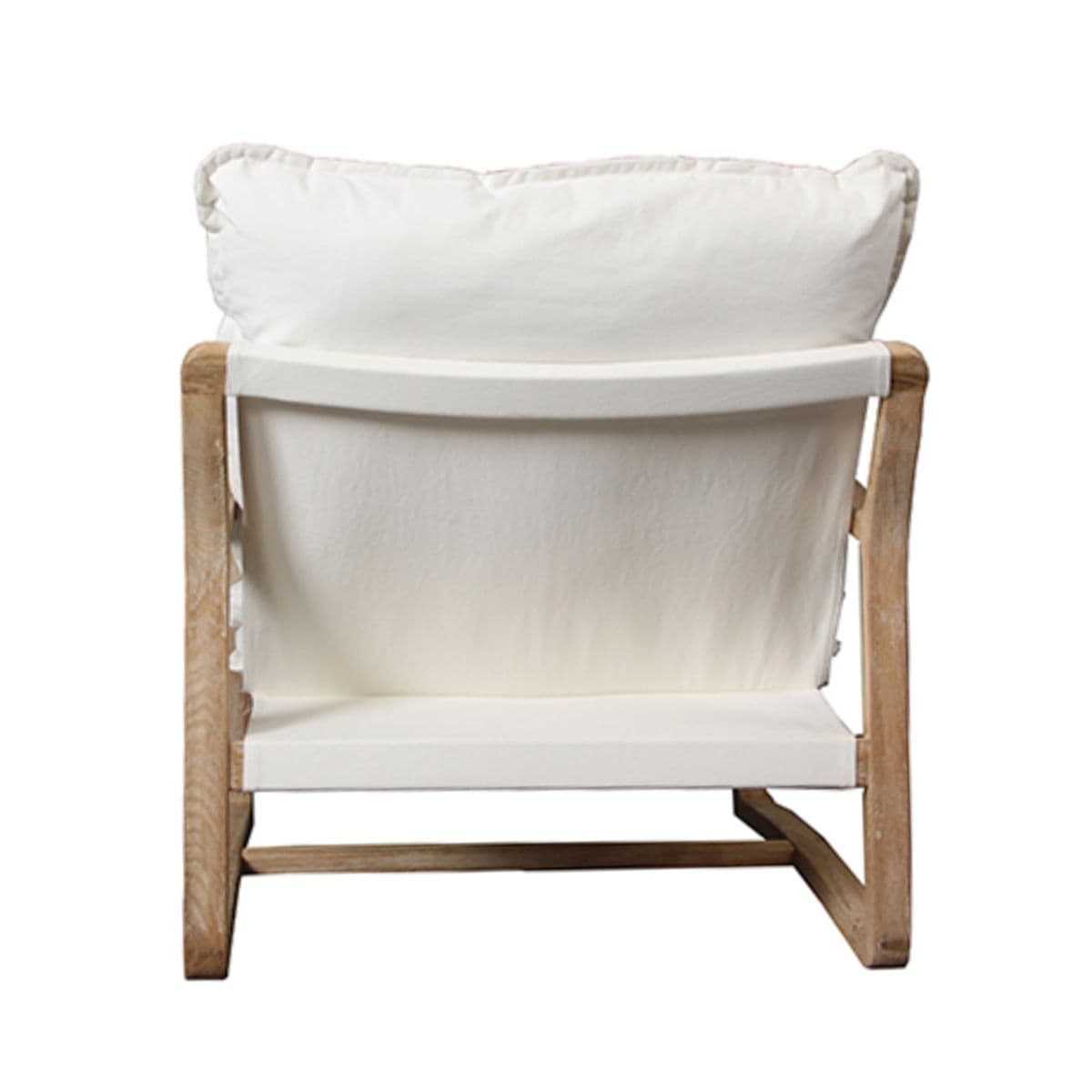 Oak & White Cotton Lounge Chair - Thumbnail 6