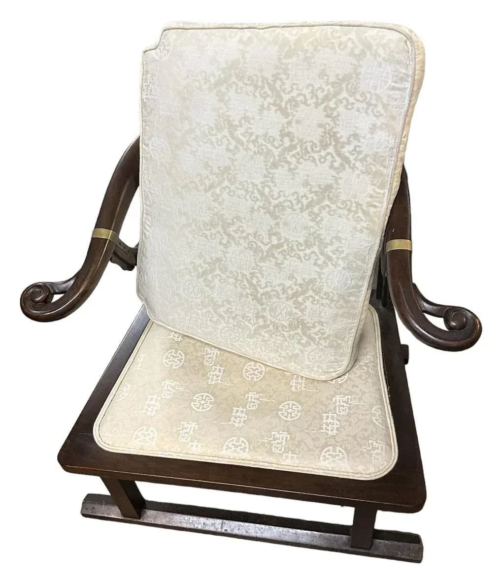 Michael Taylor for Baker Furniture Chinoiserie 'Far East Collection' Horseshoe Chair - Vintage Mid 20th Century - Thumbnail 6