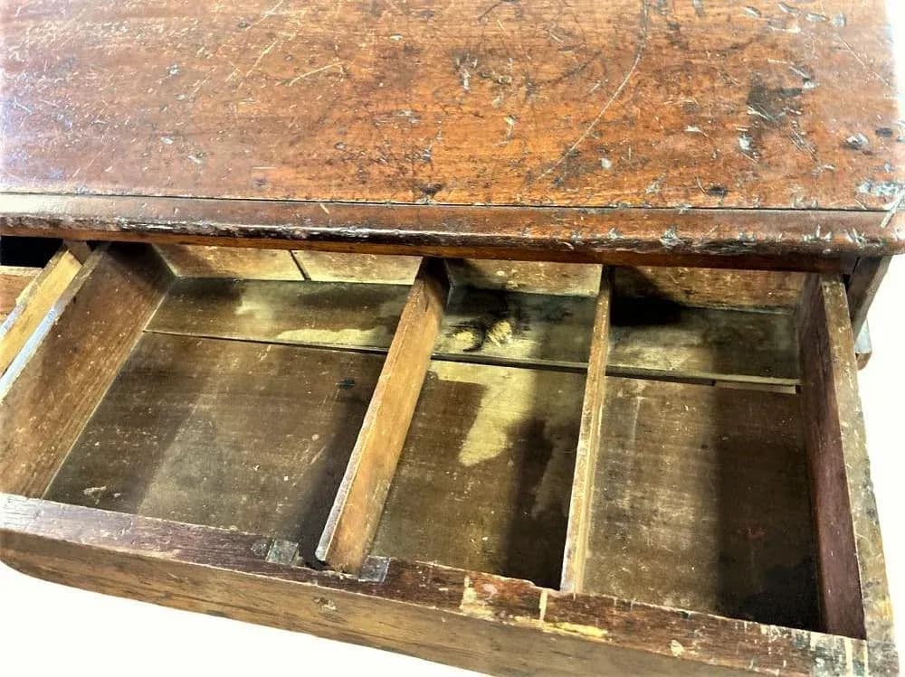 19th Century Antique Walnut Slant Top 48" W X 46" D X 37" H Merchant or Drafting Desk for Use Standing - Thumbnail 6