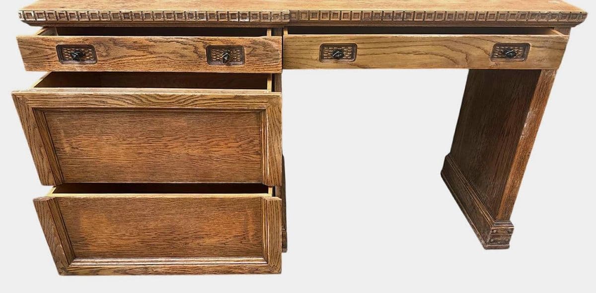 Vintage Romweber Viking Oak Desk - Circa 1960s - Thumbnail 6