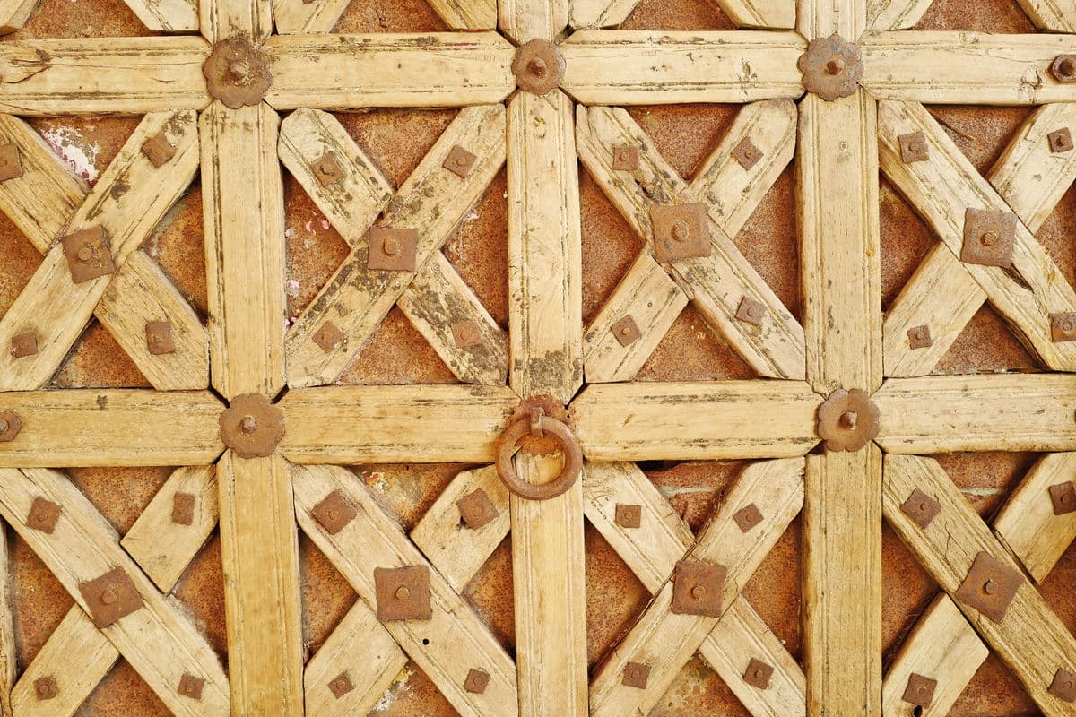 Old Teak Wood & Iron Door Panel - Thumbnail 6