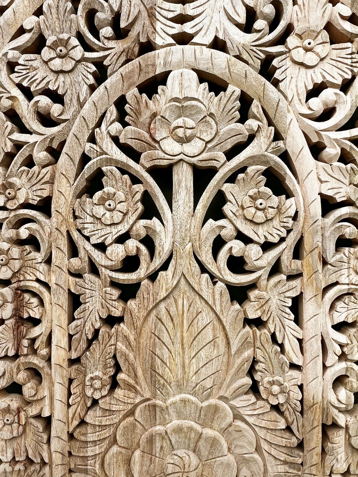 Floral Carved Wood Panel - Thumbnail 6