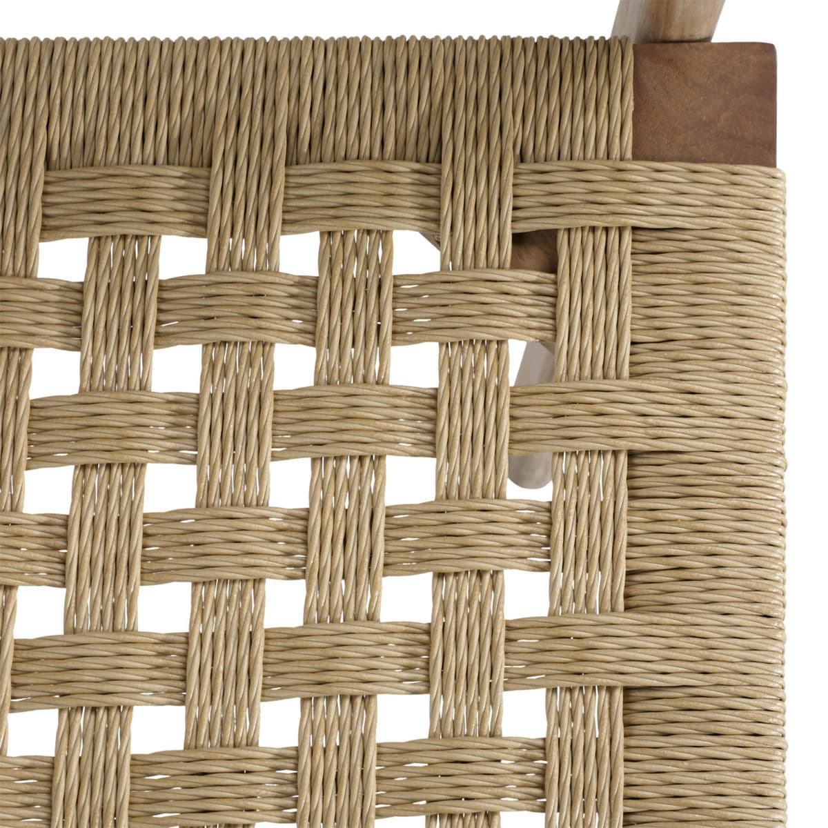 Outdoor Teak & Faux Wicker Seat Arm Chair - Thumbnail 6