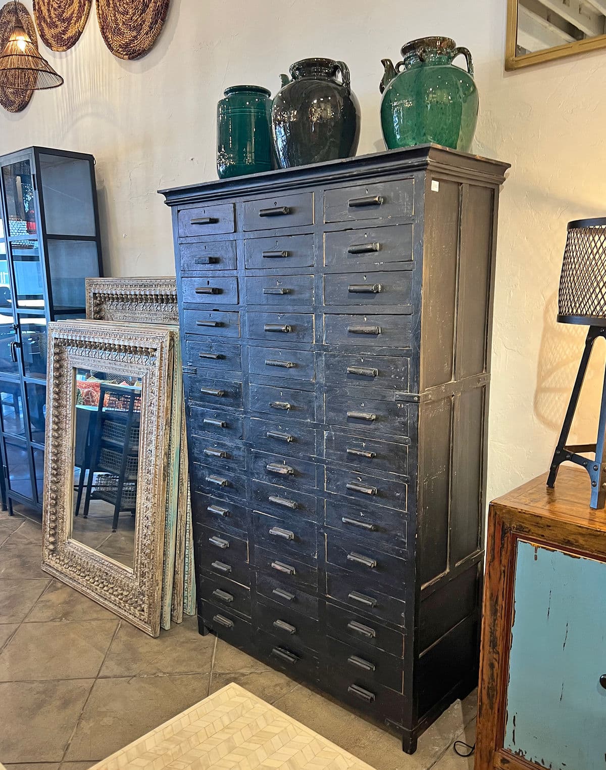 Antique Black Drawer Shop Cabinet - Thumbnail 6