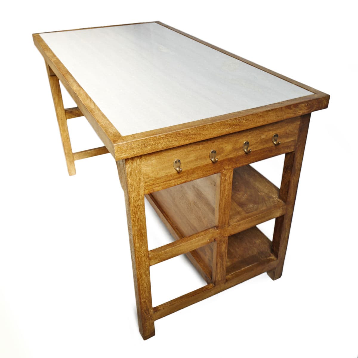 Farmhouse Wood & Marble Kitchen Island - Thumbnail 6