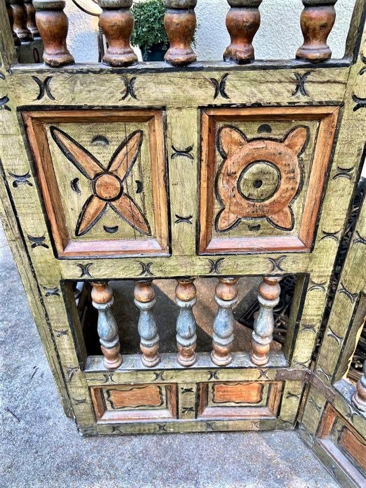 Extraordinary Antique Painted 18th Century Spanish Colonial Room Divider From Mexico - Thumbnail 6