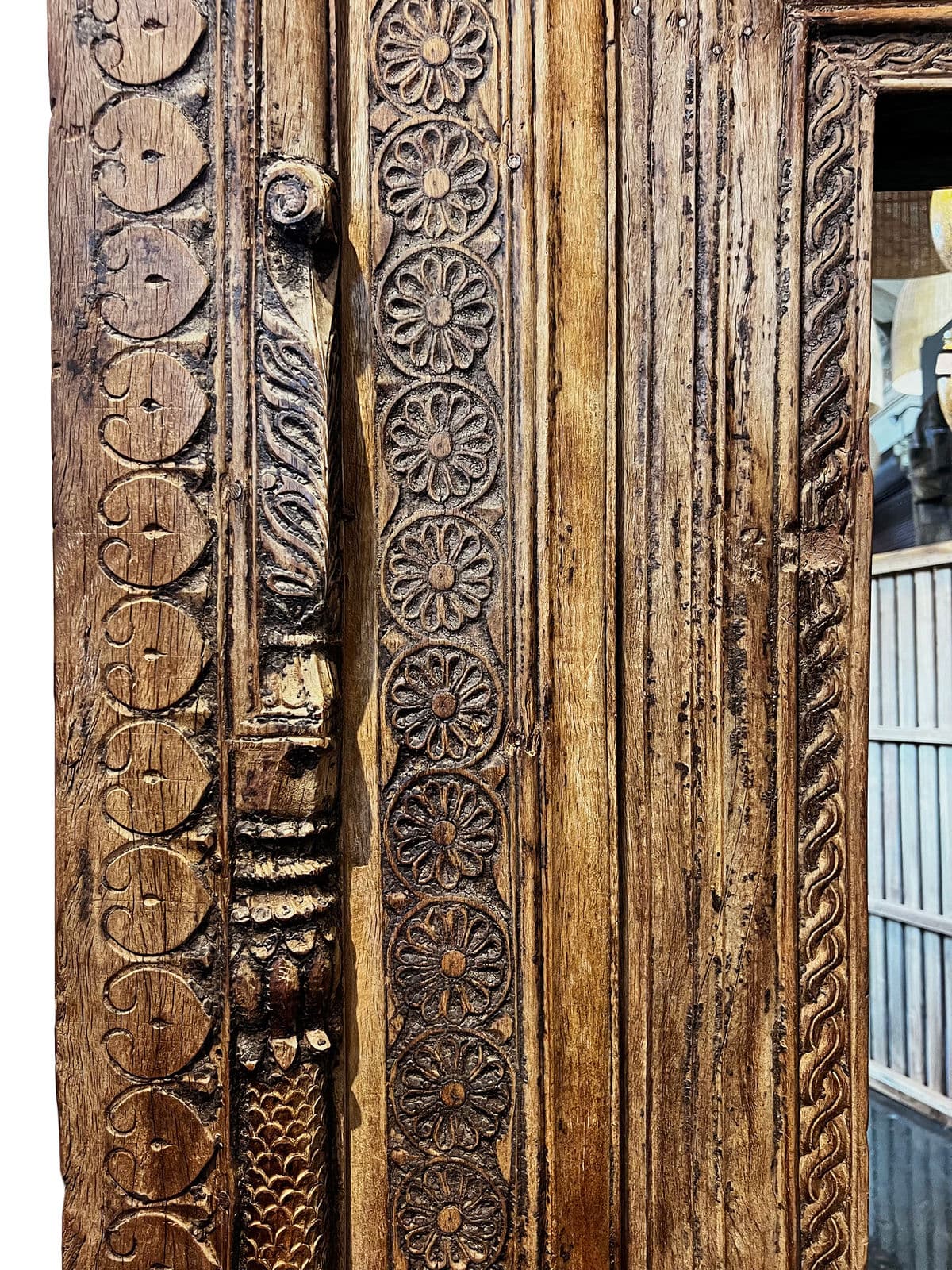 Old Agra Wood Doorway Mirror - Thumbnail 6