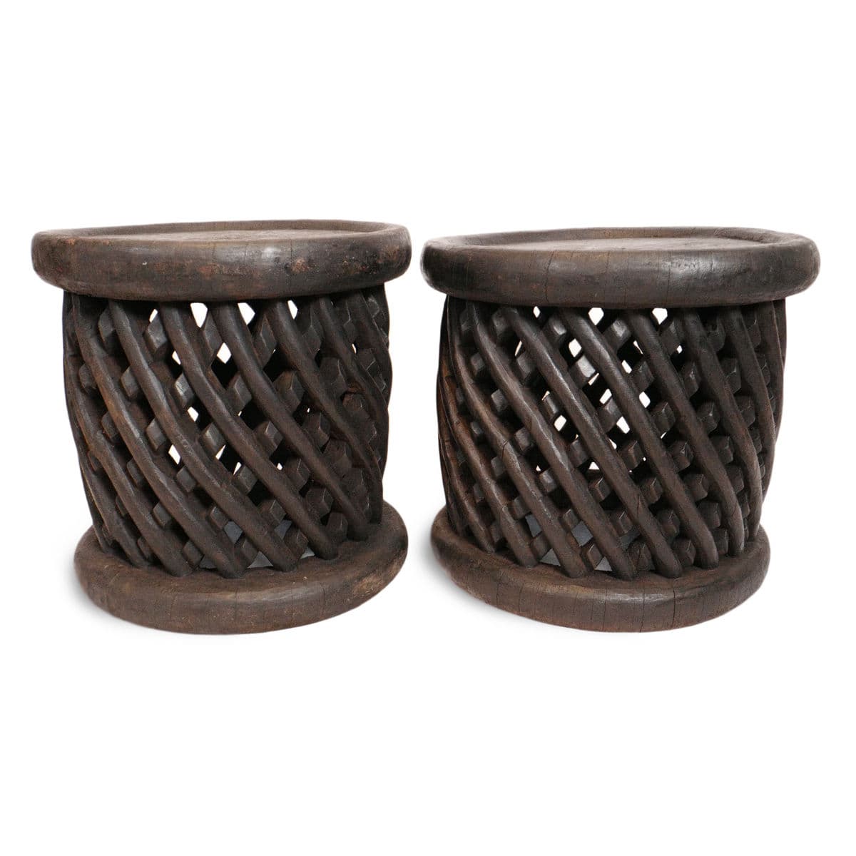 Vintage Basket Weave Bamileke Table - Thumbnail 6
