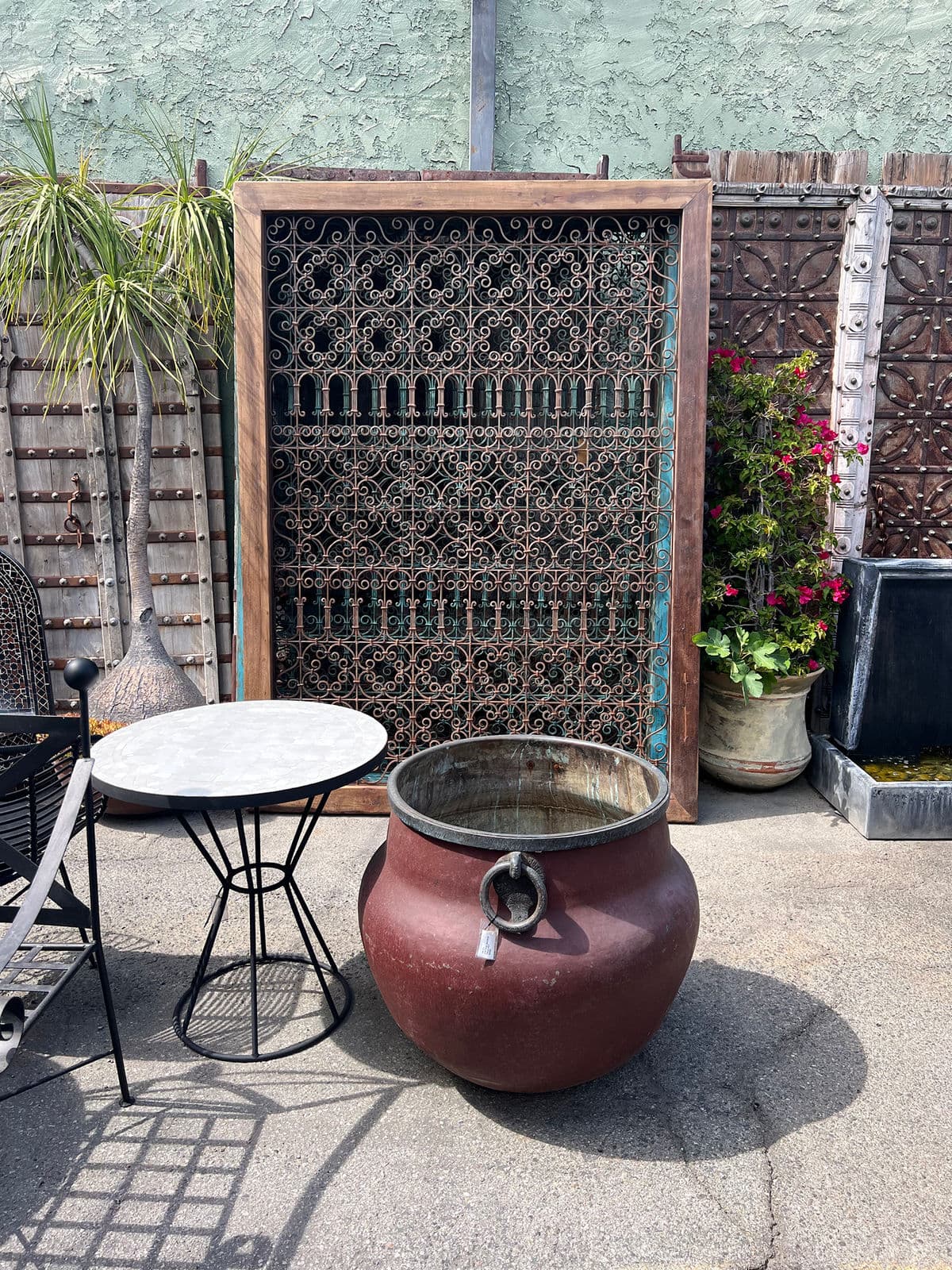 Large Wood Framed Open Iron Screen - Thumbnail 6