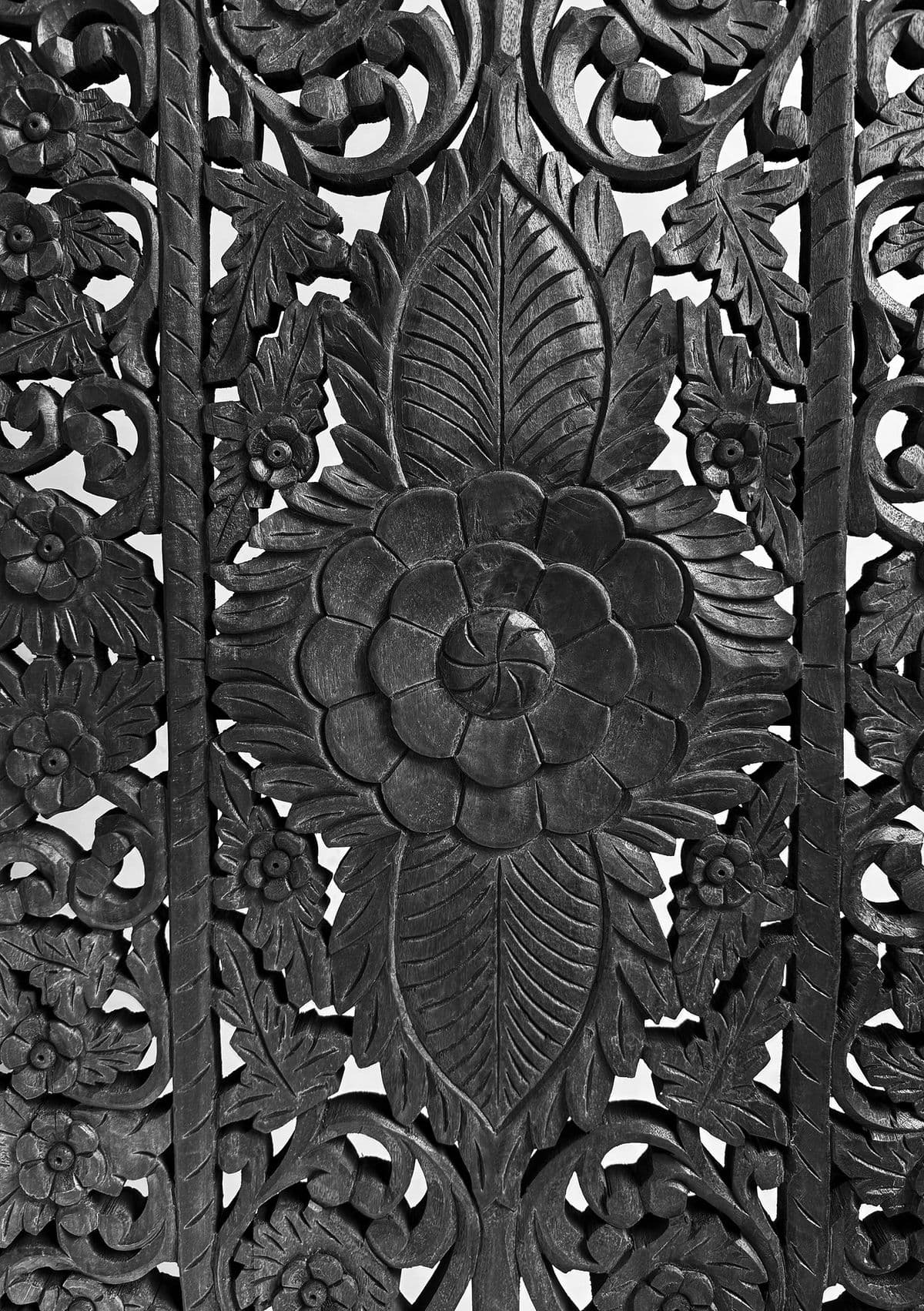 Black Floral Carved Wood Panel - Thumbnail 6