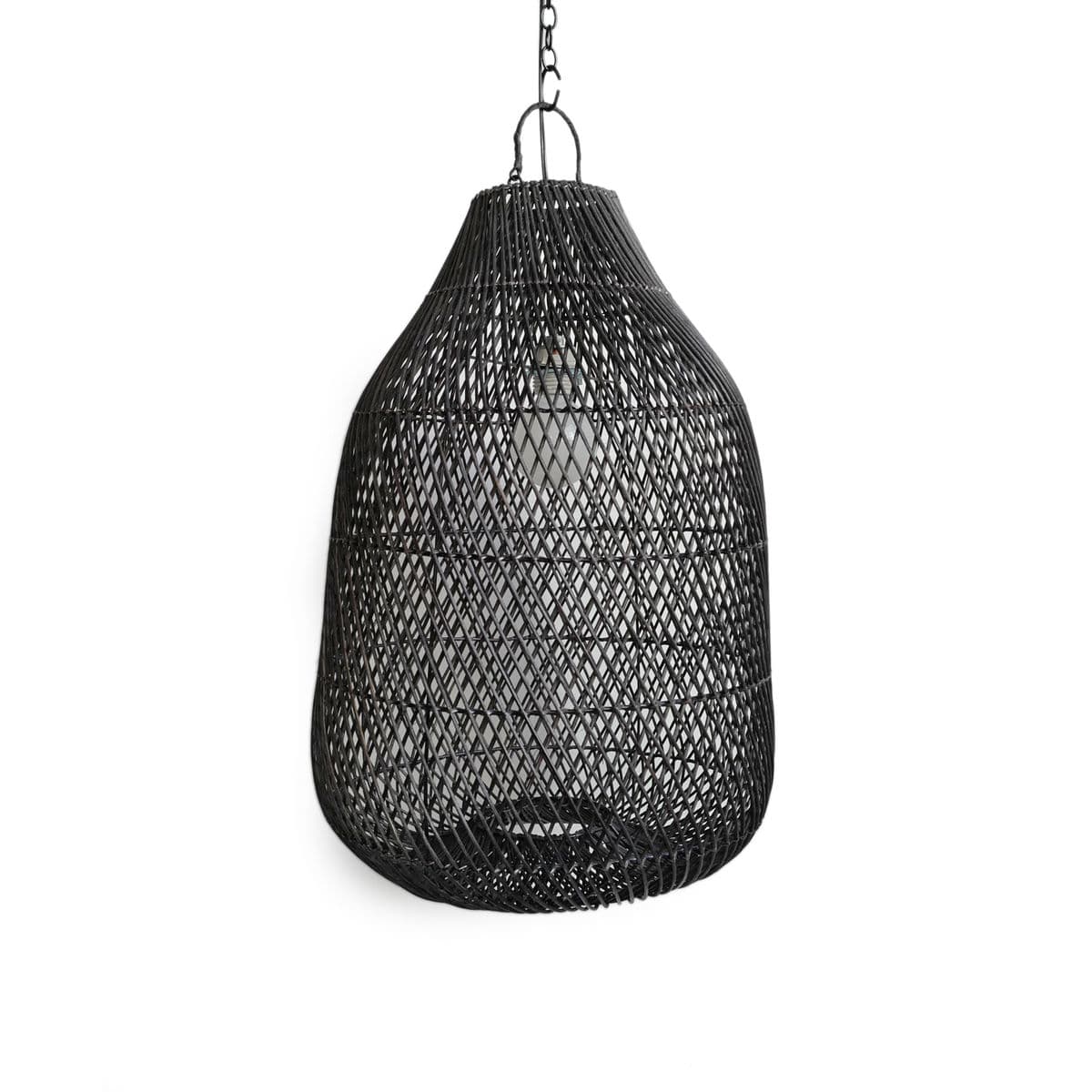 Black Wicker Bottle Lantern Small - Thumbnail 6