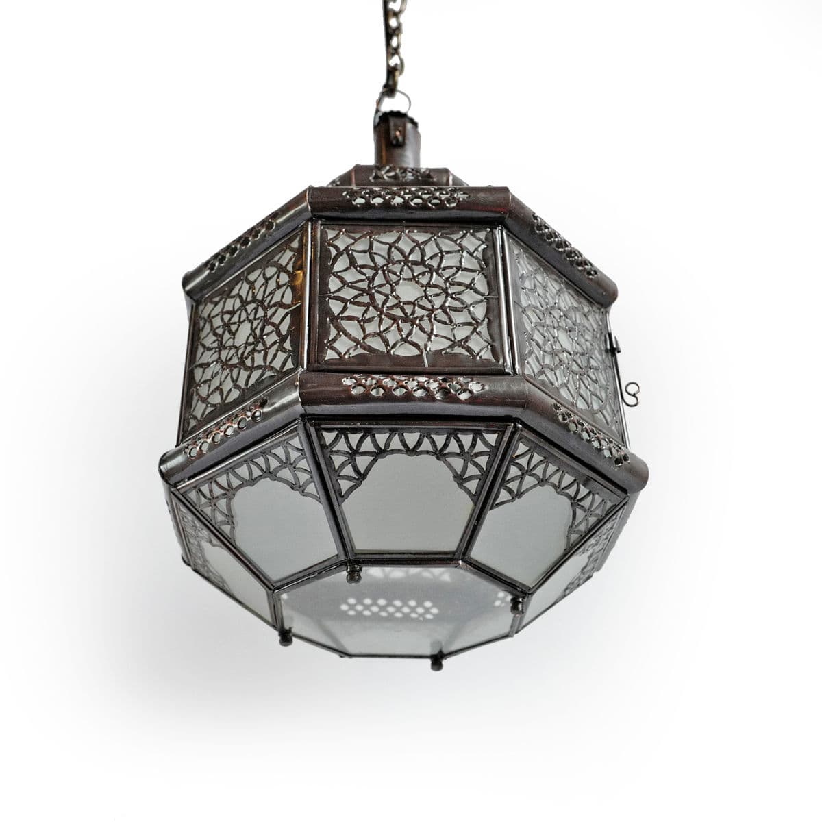 Metal Work Frosted Glass Lantern - Thumbnail 6