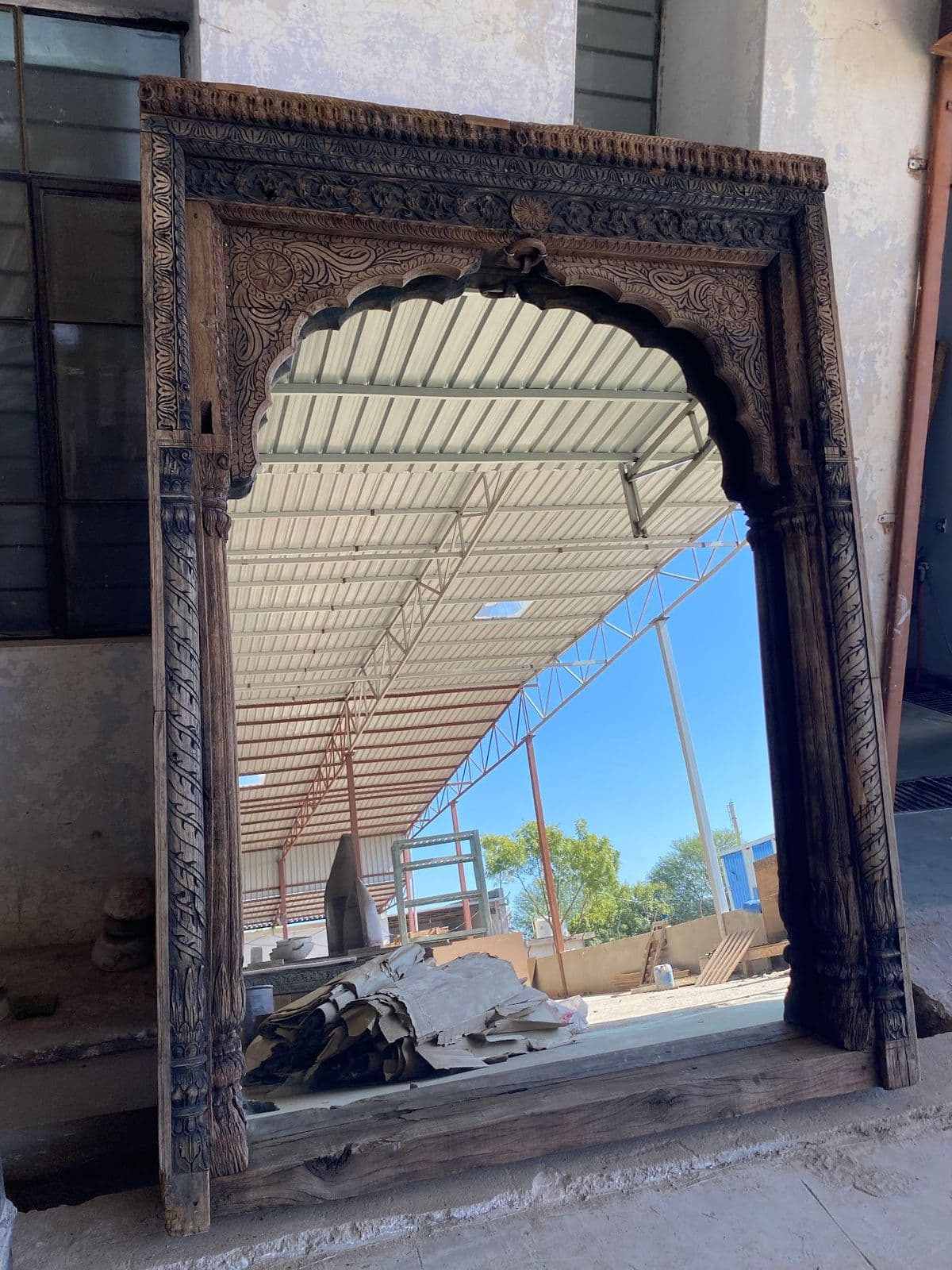 Large Old India Doorway Mirror - Thumbnail 6