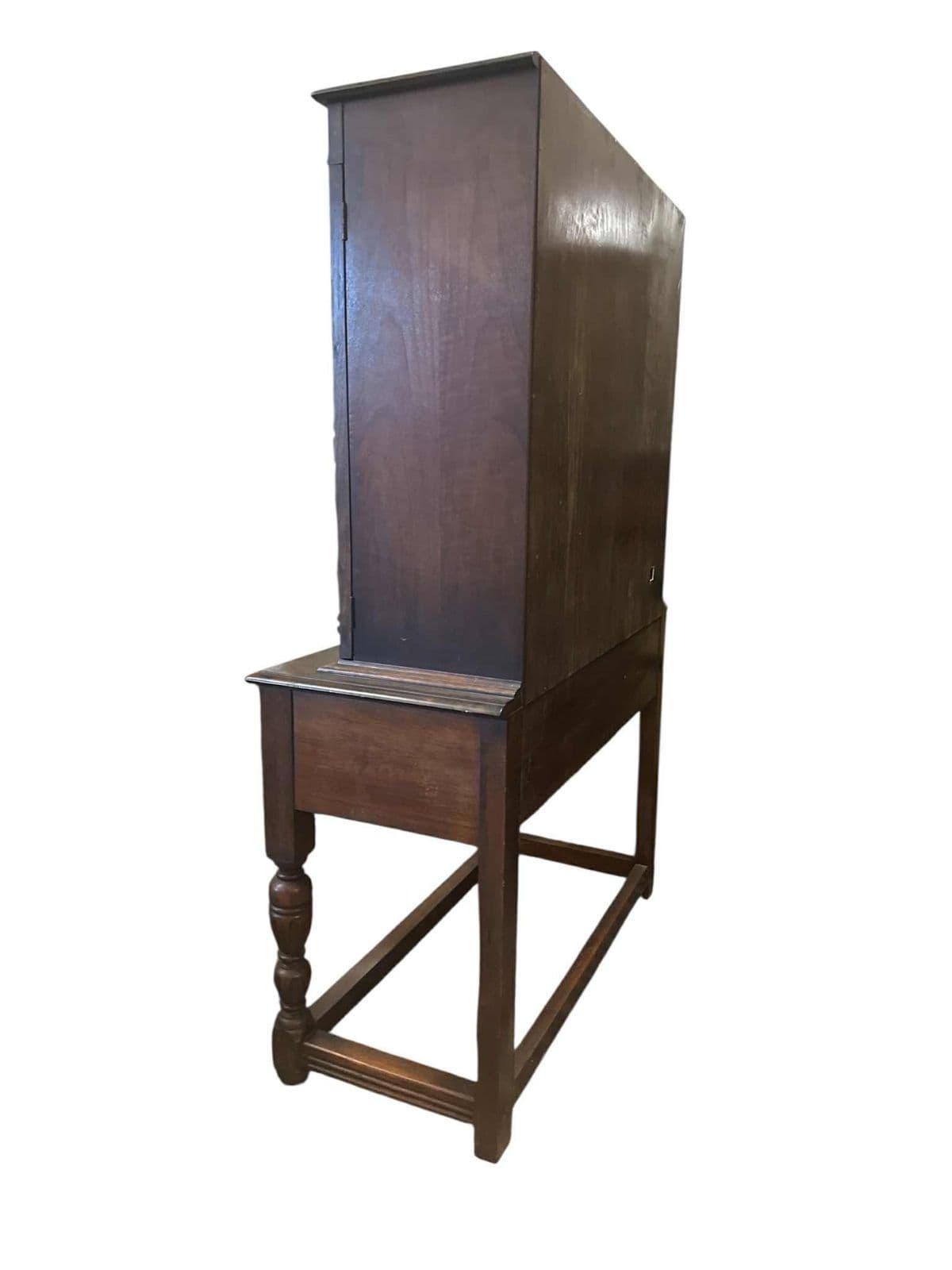 Grand Rapids Antique 1920s Walnut and Burlwood Spanish Revival Liquor Cabinet or Armoire - By Johnson-Handley-Johnson - Thumbnail 6