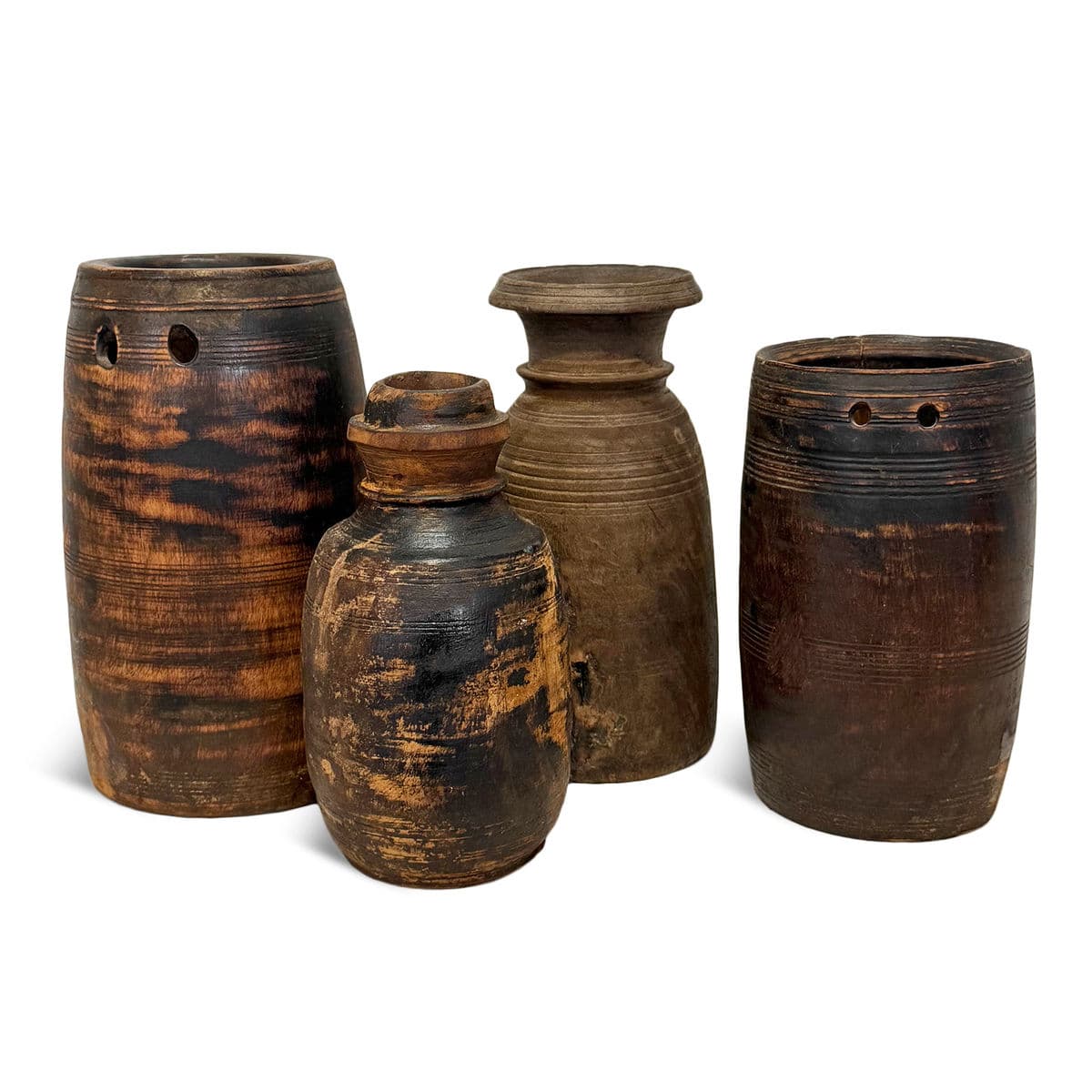 Vintage India Wood Water Pot - Thumbnail 6